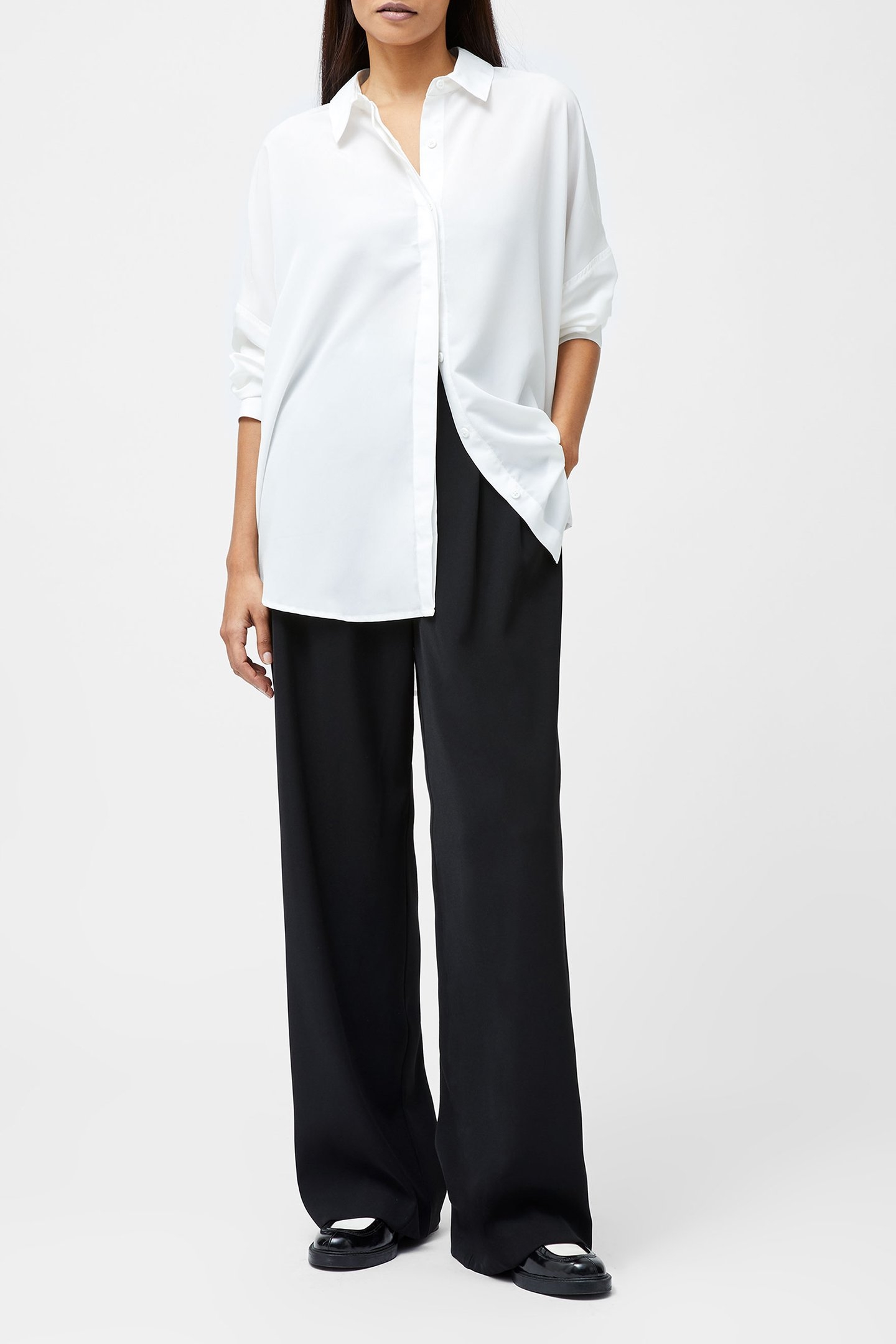 CAPRINA CREPE LS BUTTON SHIRT WINTER WHITE 1