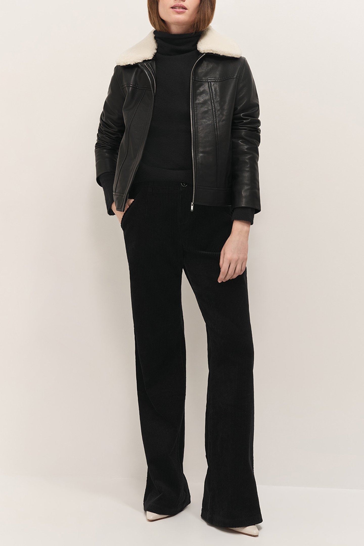 DAMIAN - BLACK LEATHER AVIATOR-STYLE JACKET WITH REMOVABLE S 1