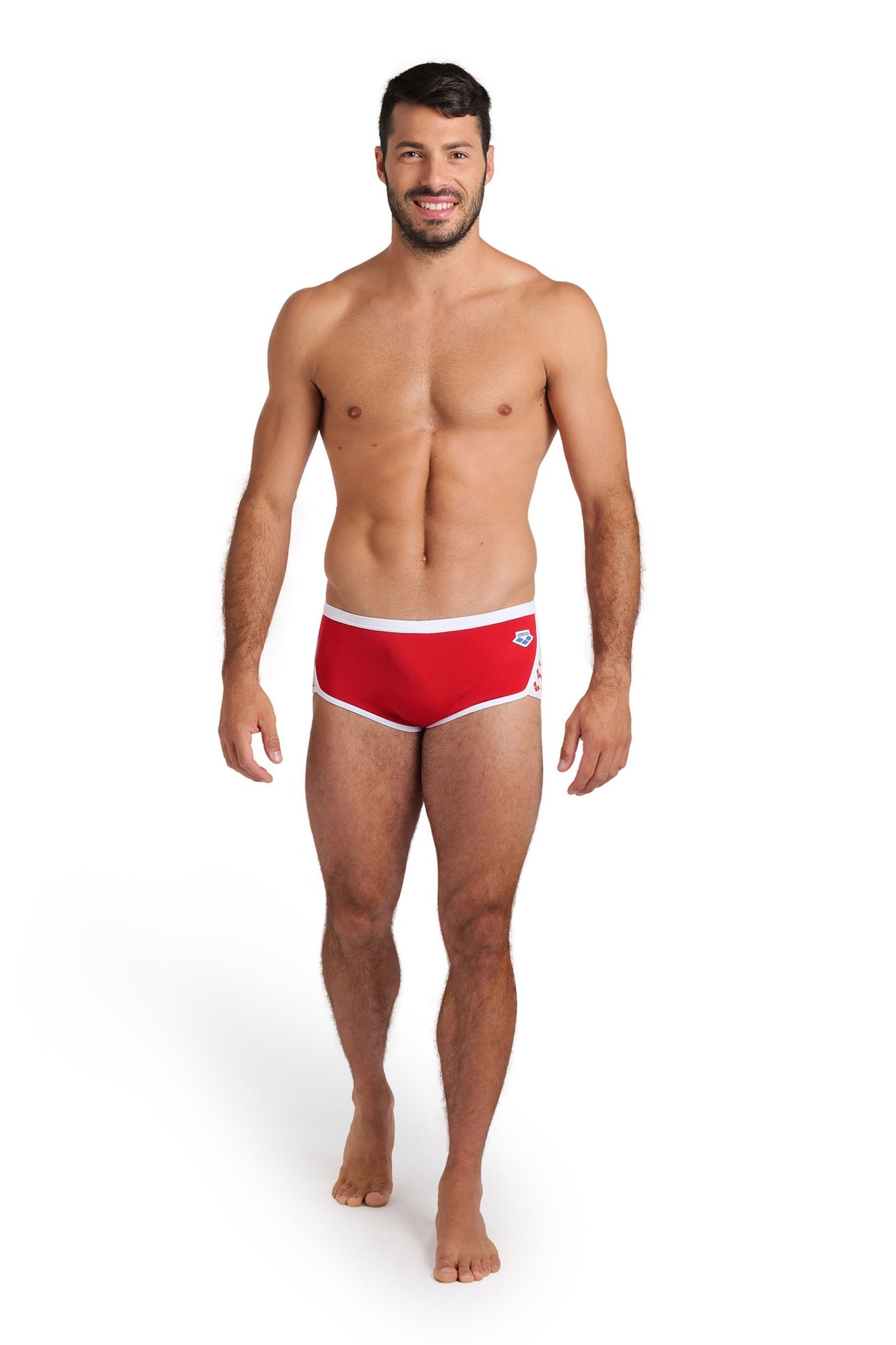 MEN'S ARENA ICONS SWIM LOW WAIST SHORT S RED WHITE 3