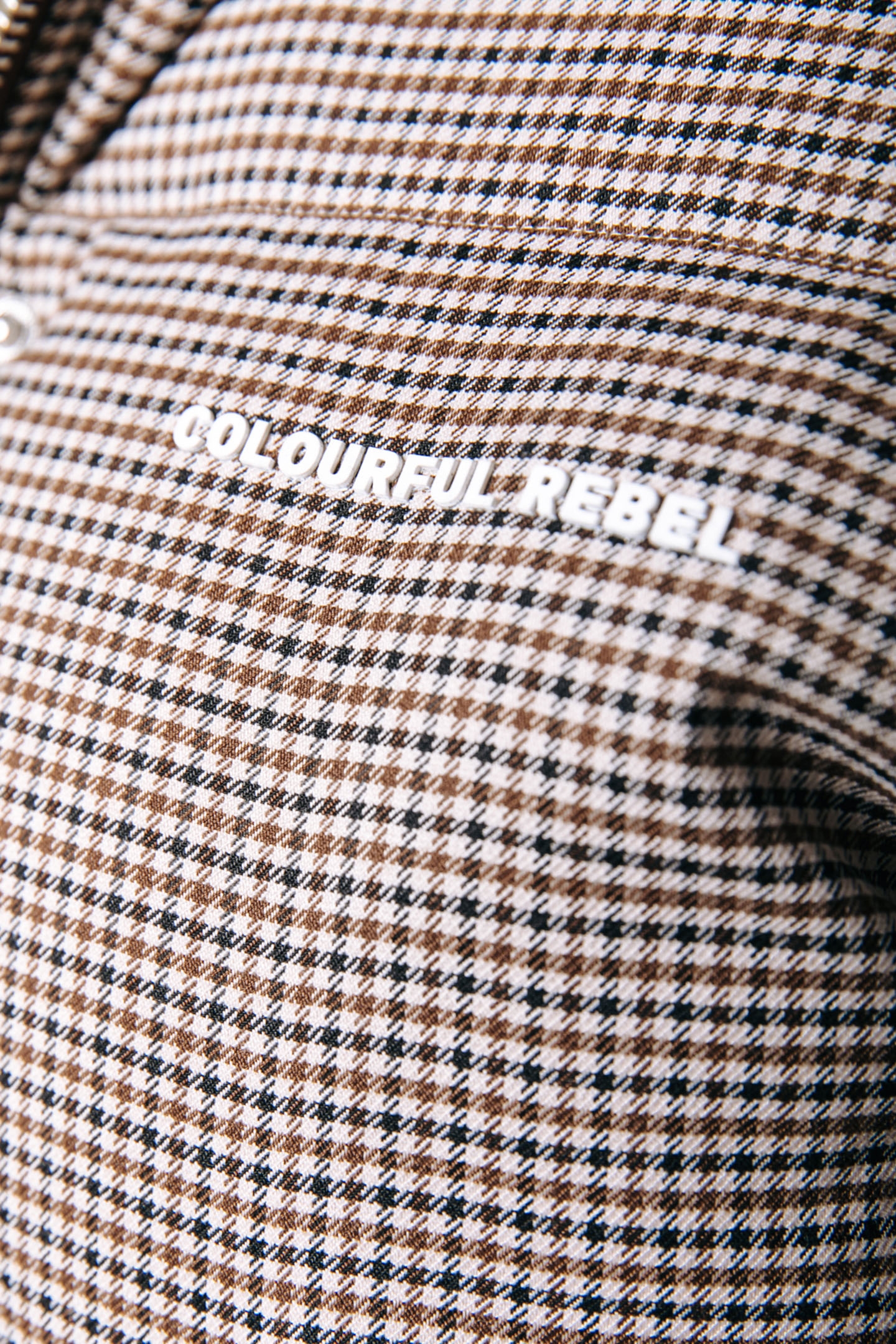 ZYA DOGTOOTH CROPPED PUFFER JACKET BROWN 7