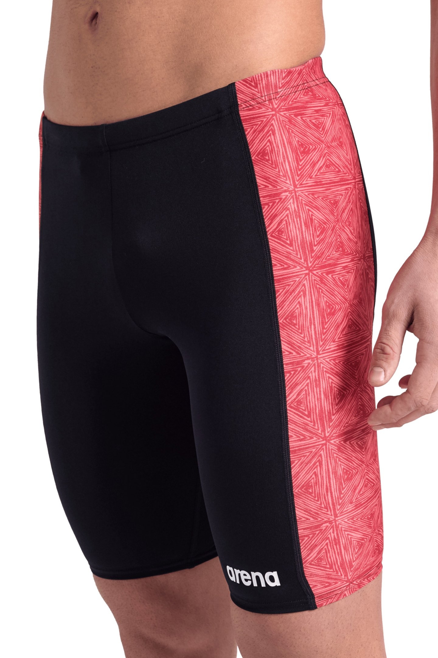 MEN'S ARENA ABSTRACT TILES SWIM JAMMER BLACK TEAM RED 5