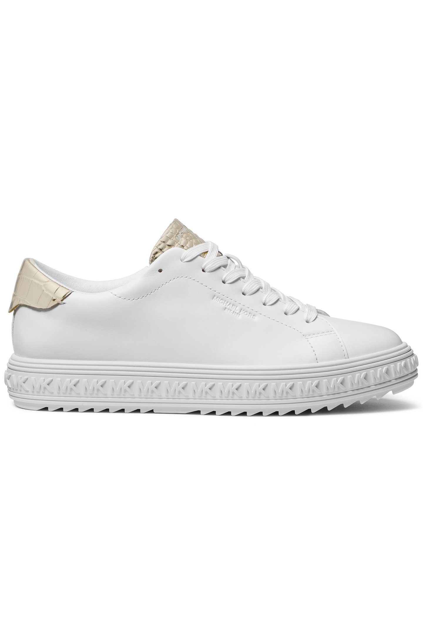 GROVE LACE UP TRAINER IN WHITE AND PALE GOLD 1