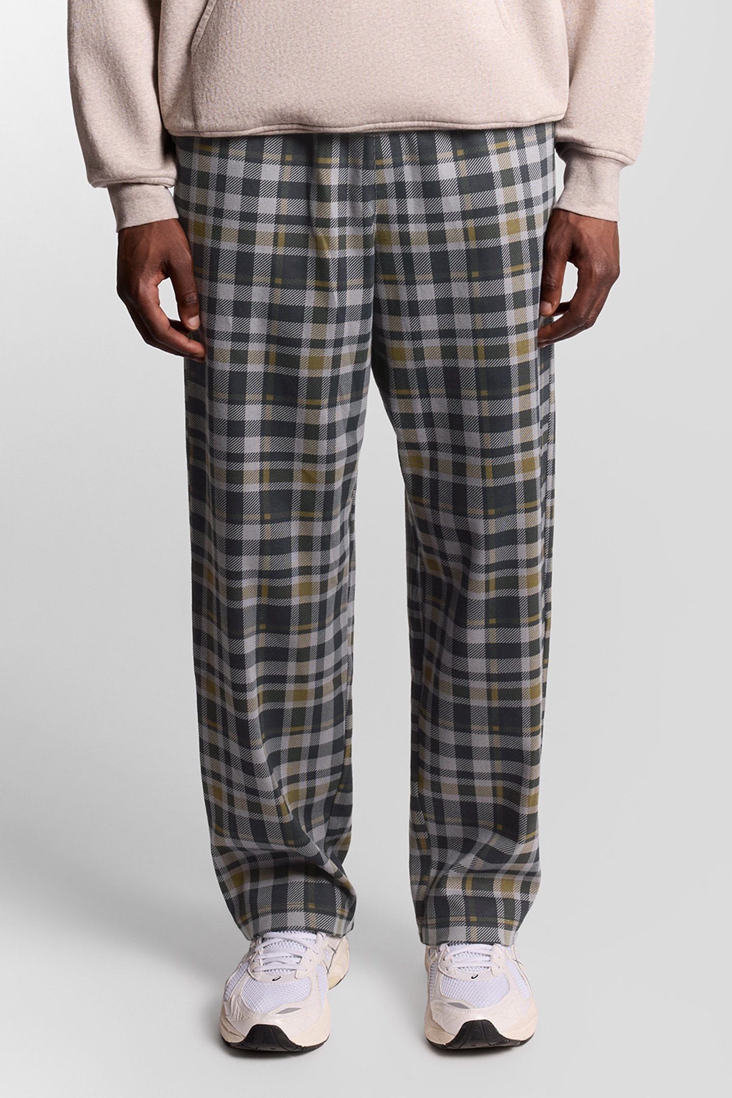 LOUNGEWEAR JERSEY CHECK PANT OLIVE 1