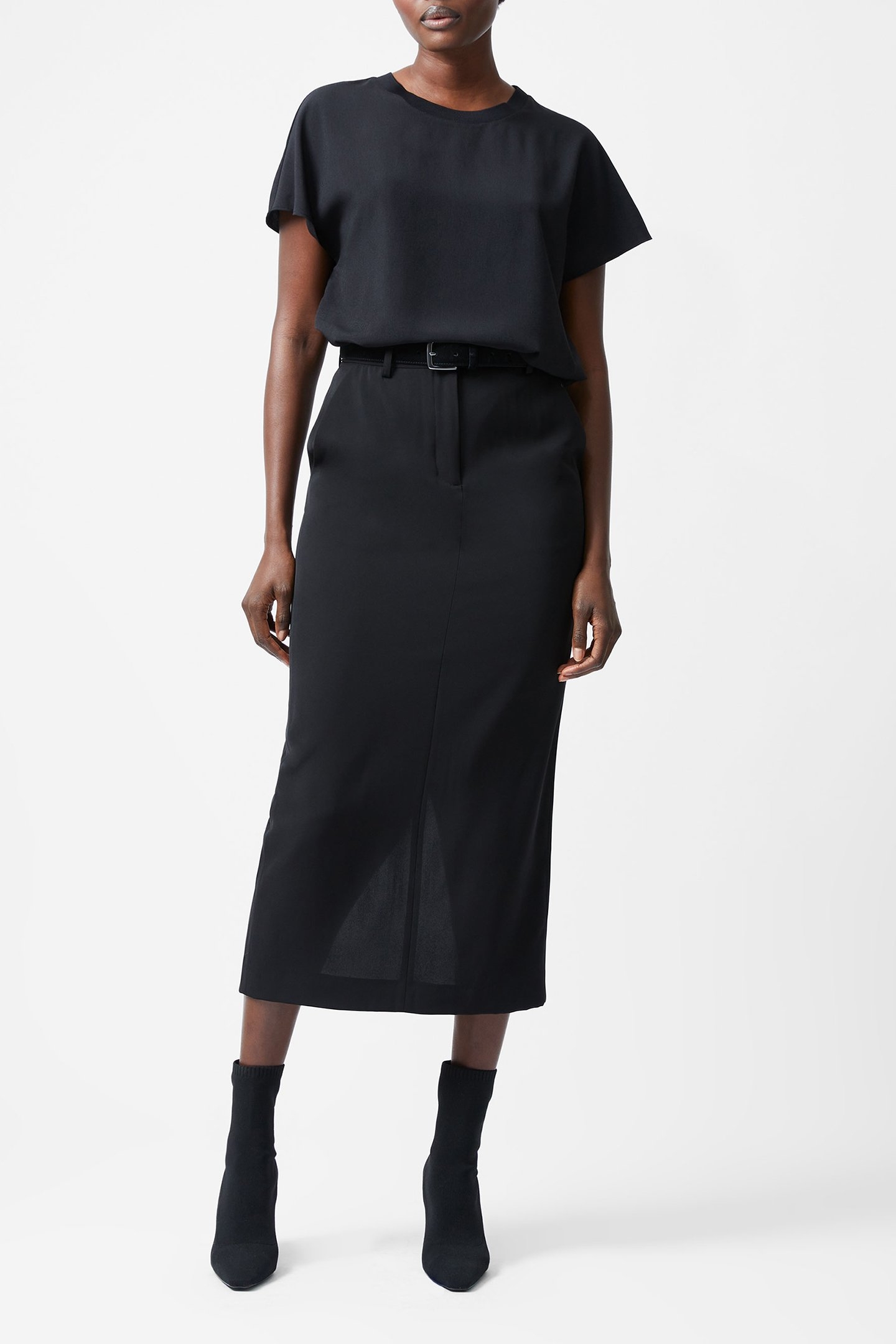 CAPRINA CREPE CREW NECK TOP BLACK 2