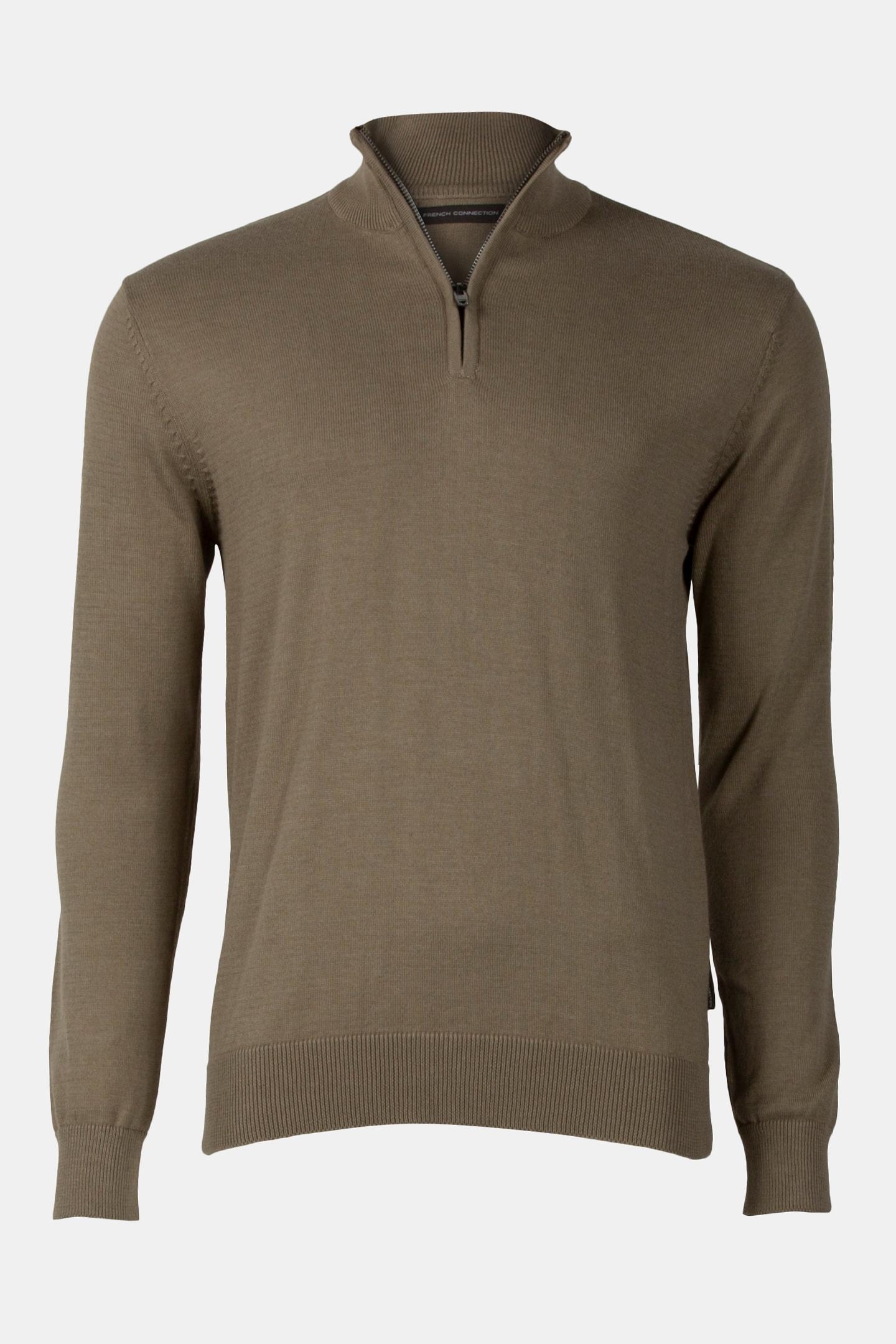 COTTON HALF ZIP KHAKI MEL 3