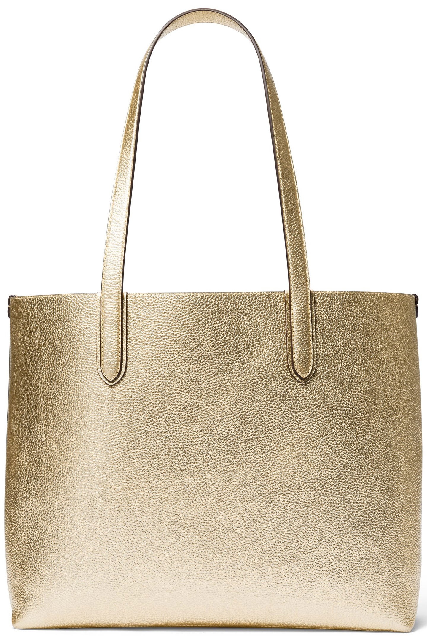 LARGE REVERSIBLE LEATHER TOTE IN GOLD 4