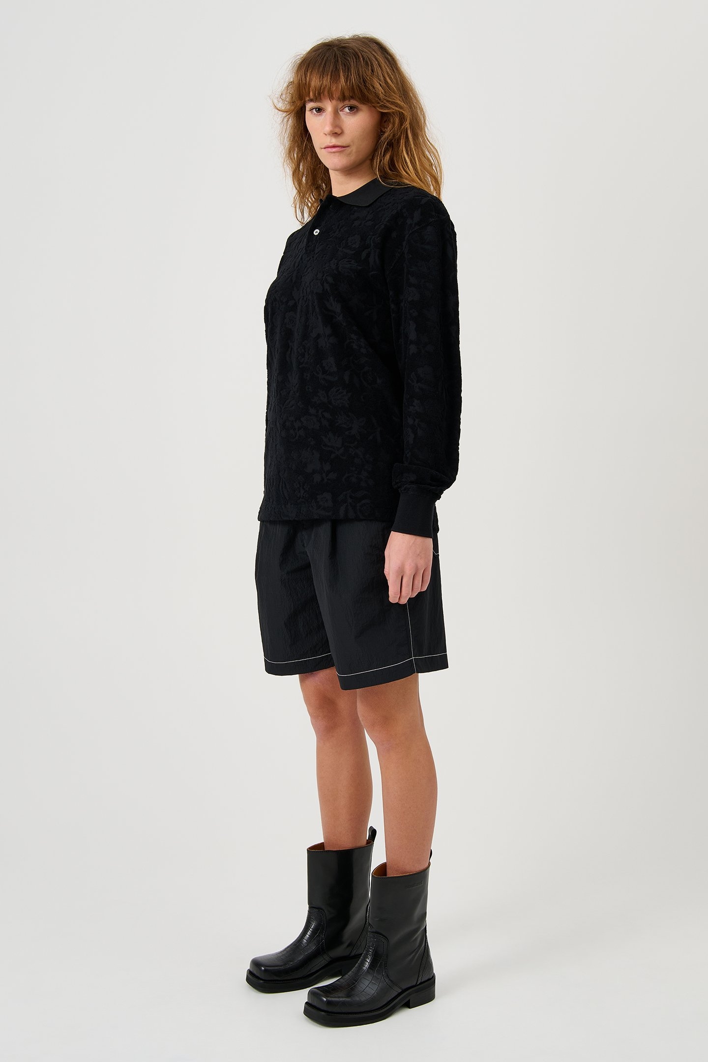 ROBERT PLUSH L/S POLO SHIRT BLACK 4