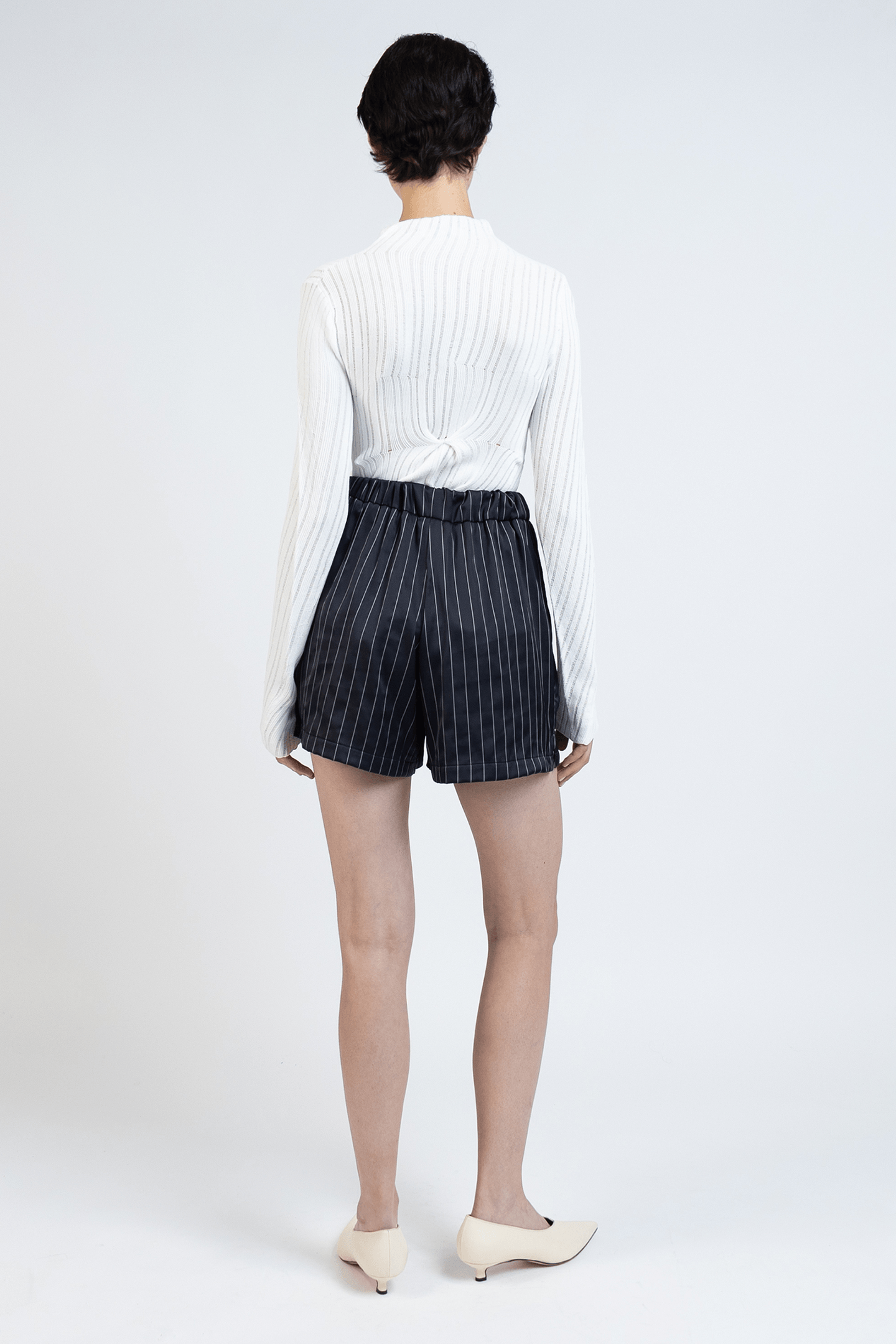 SILK SHORTS STRIPED NAVY/WHITE 4