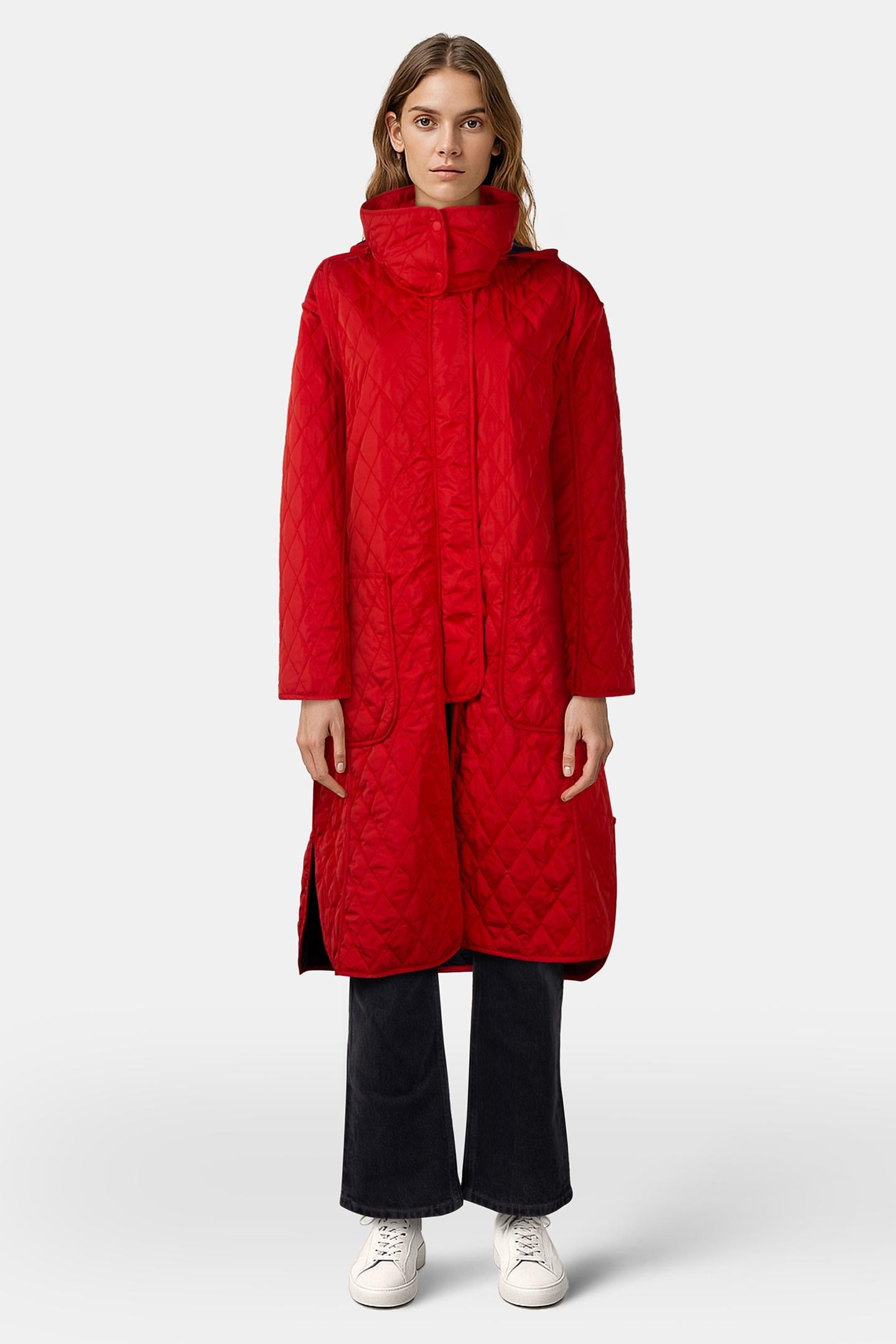 ARIS QUILT REVERSIBLE COAT RED 1