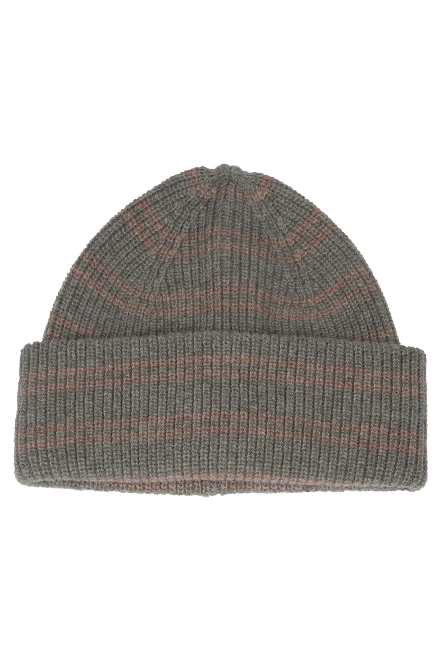 WOOL STRIPE BEANIE GREEN MELAN 1