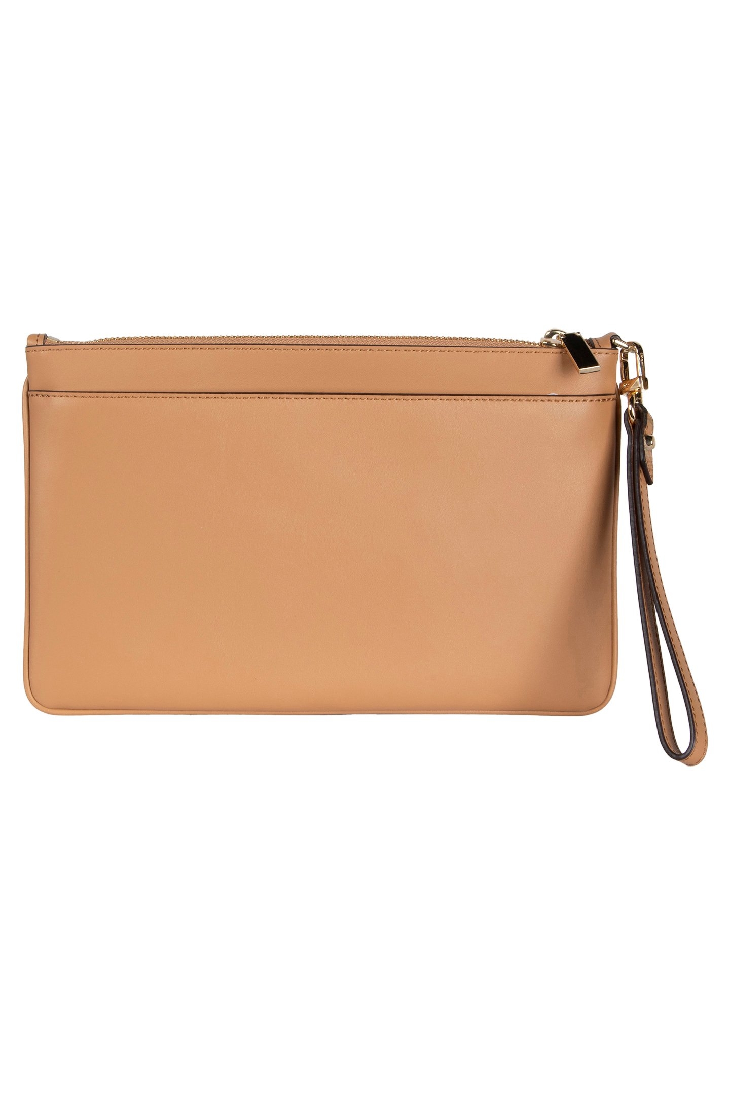 LEATHER TOP ZIP WRISTLET IN BEIGE 3