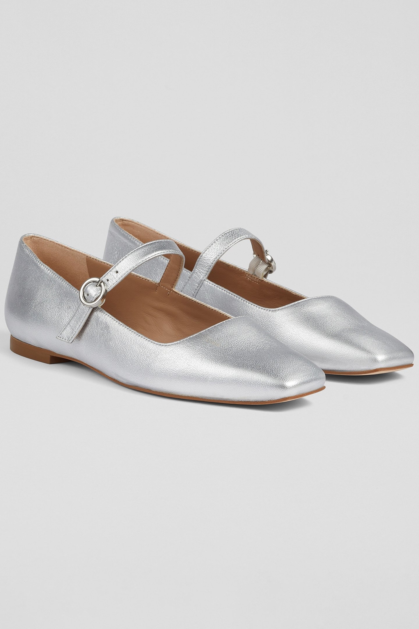 FL WILLOW MARY JANE FLAT SILVER 2