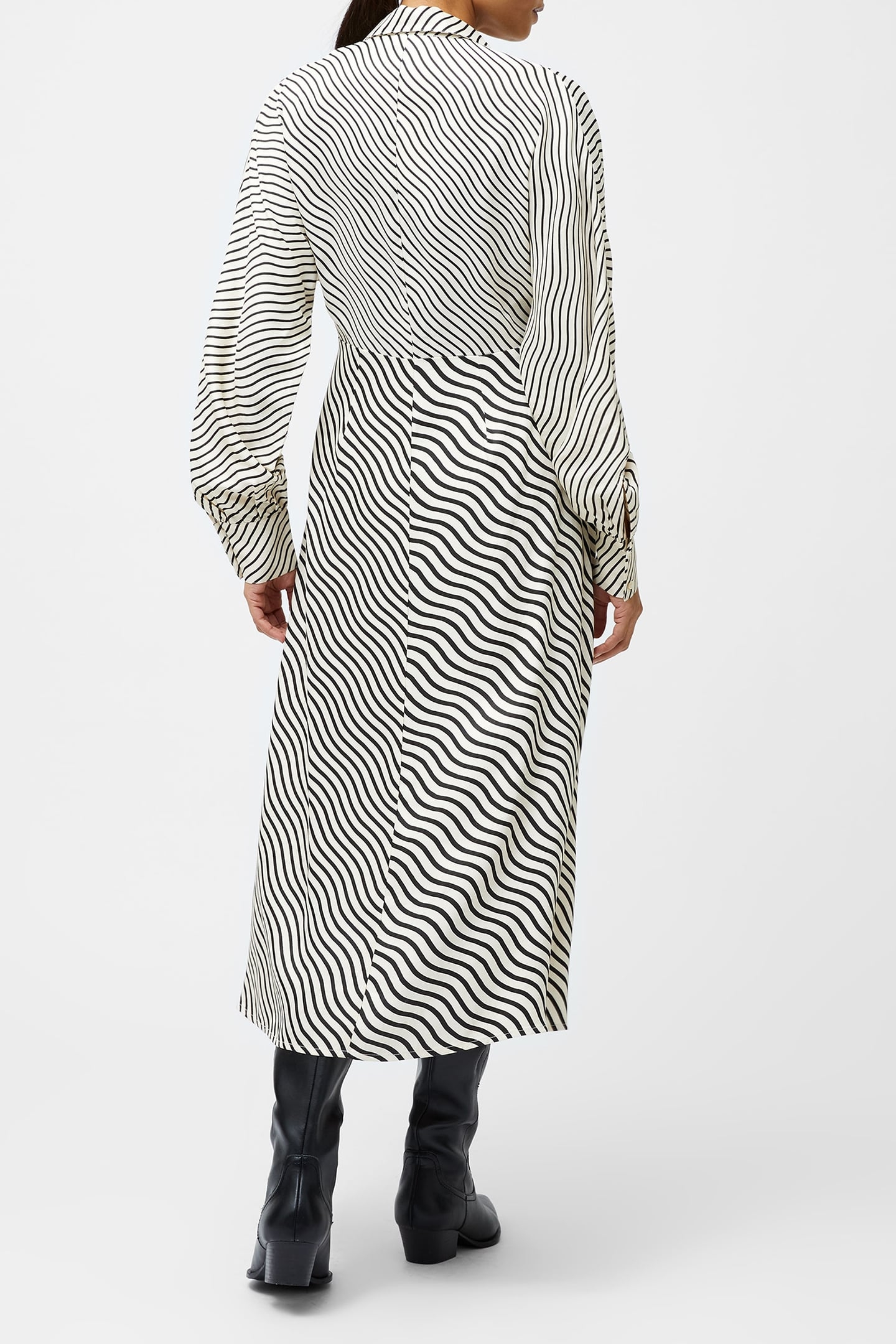 CANDICE SATIN STRIPE MIDI DRESS BLACK/CREAM 2