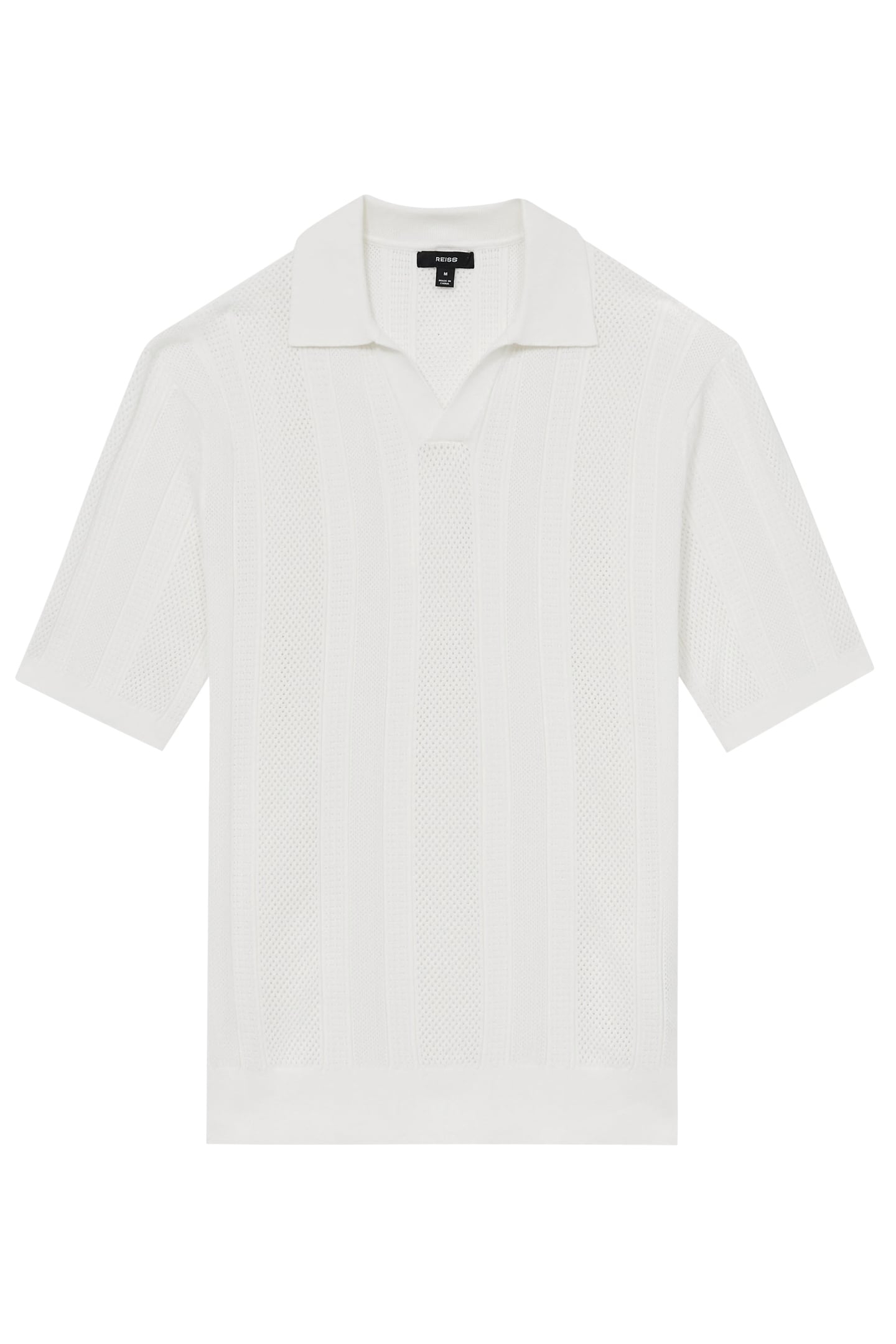 SS OPEN COLLAR STRIPE TEXTURED KNITTED POLO WHITE 4