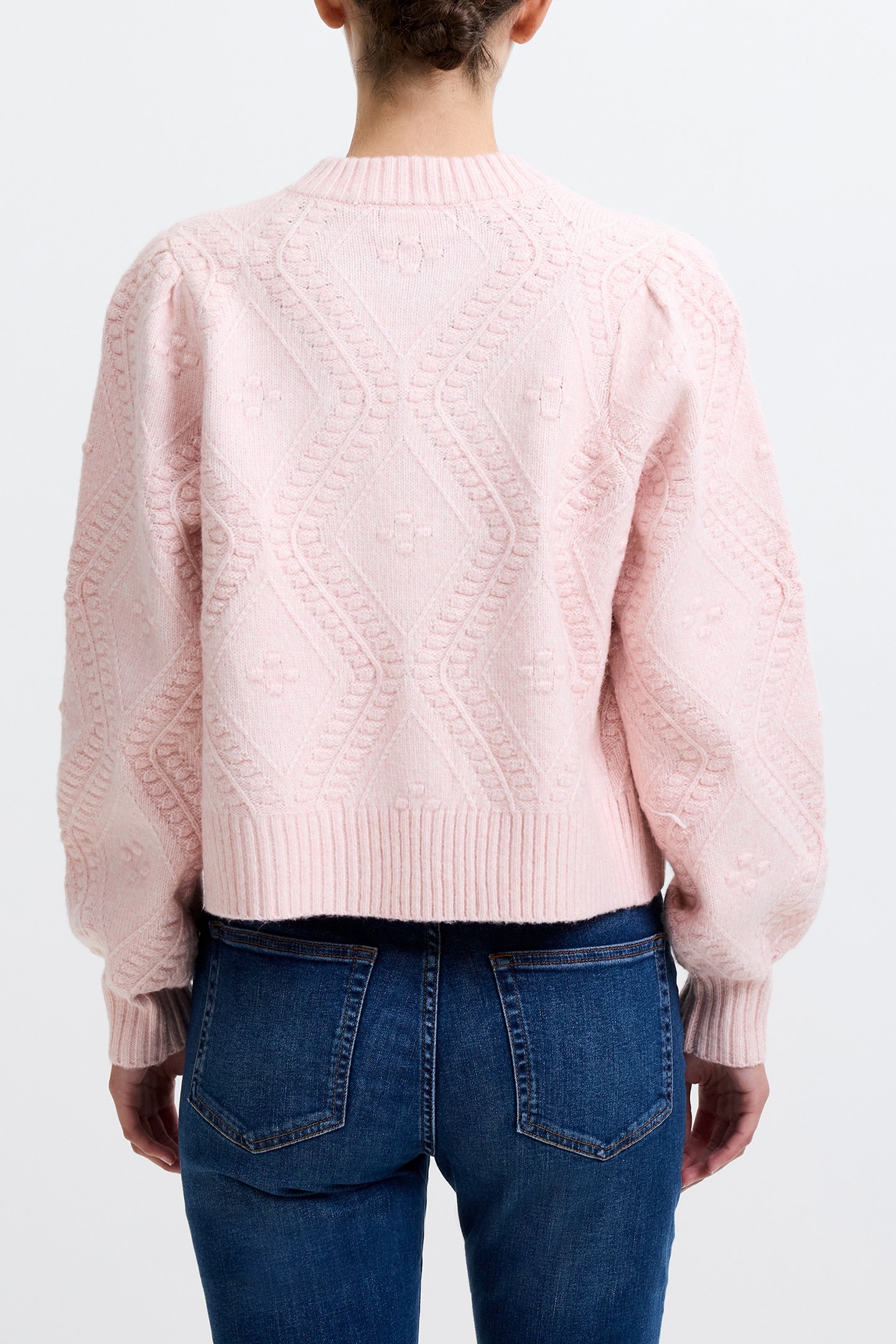 BOBBLE BOW CARDIGAN LOTUS PINK/BLACK BOW 2