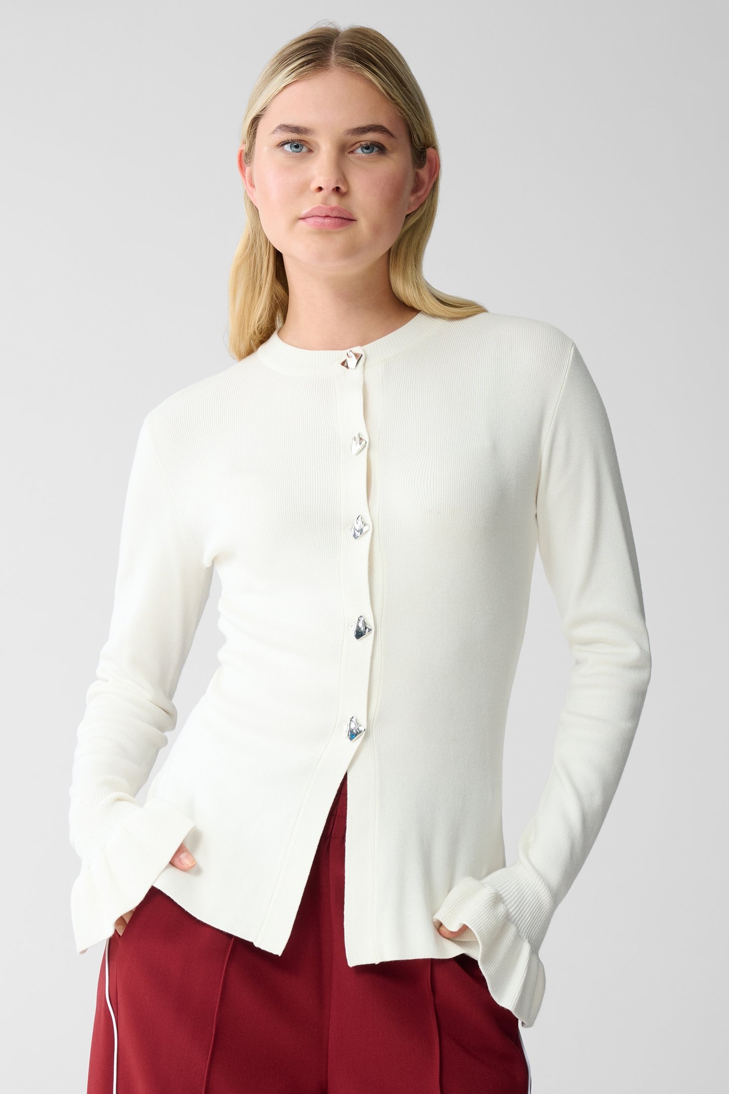 SBFRILL SLEEVE CARDIGAN OFFWHITE 1