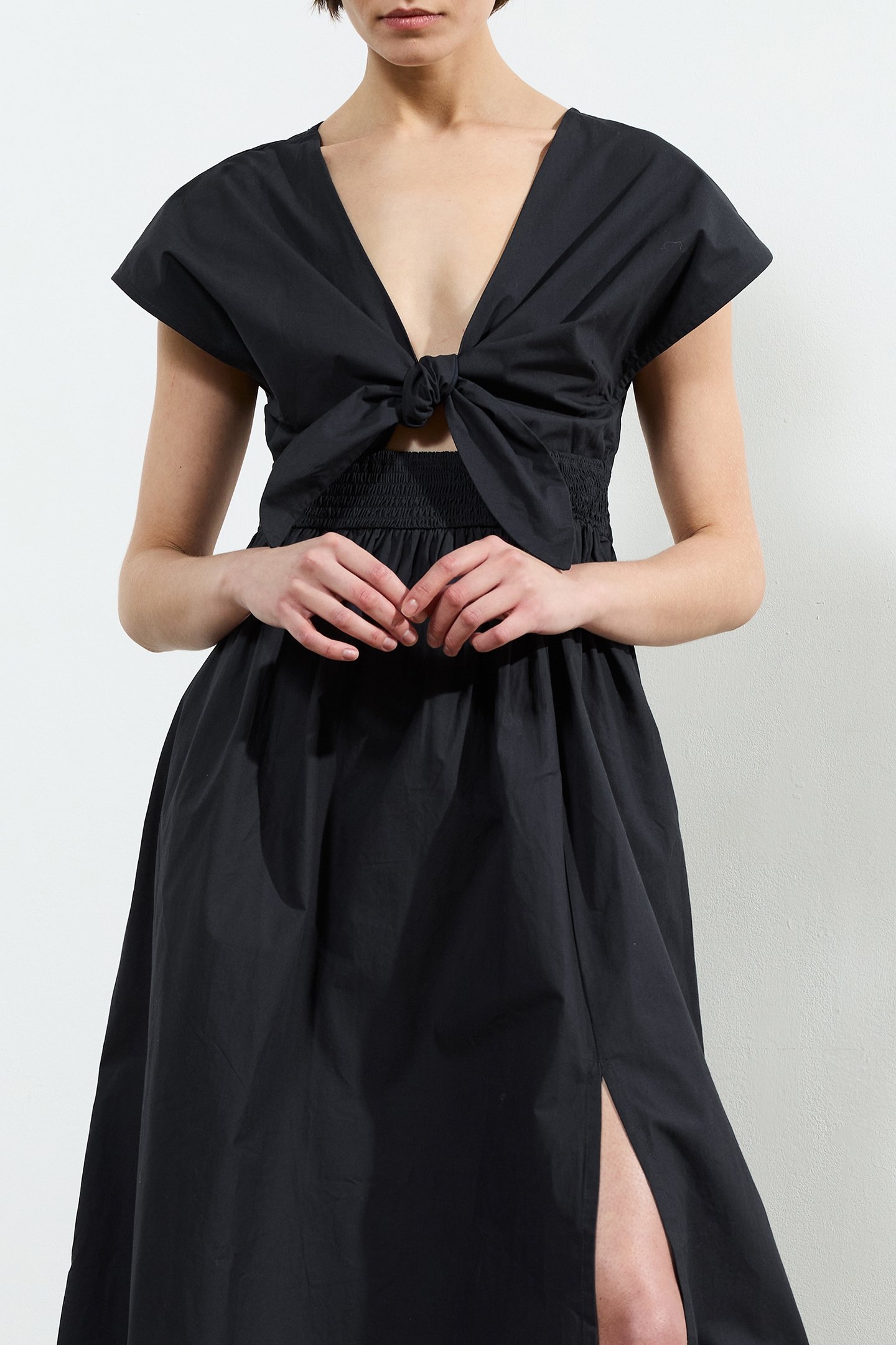 BARLETTA POPLIN TIE MIDI DRESSS NAVY 3