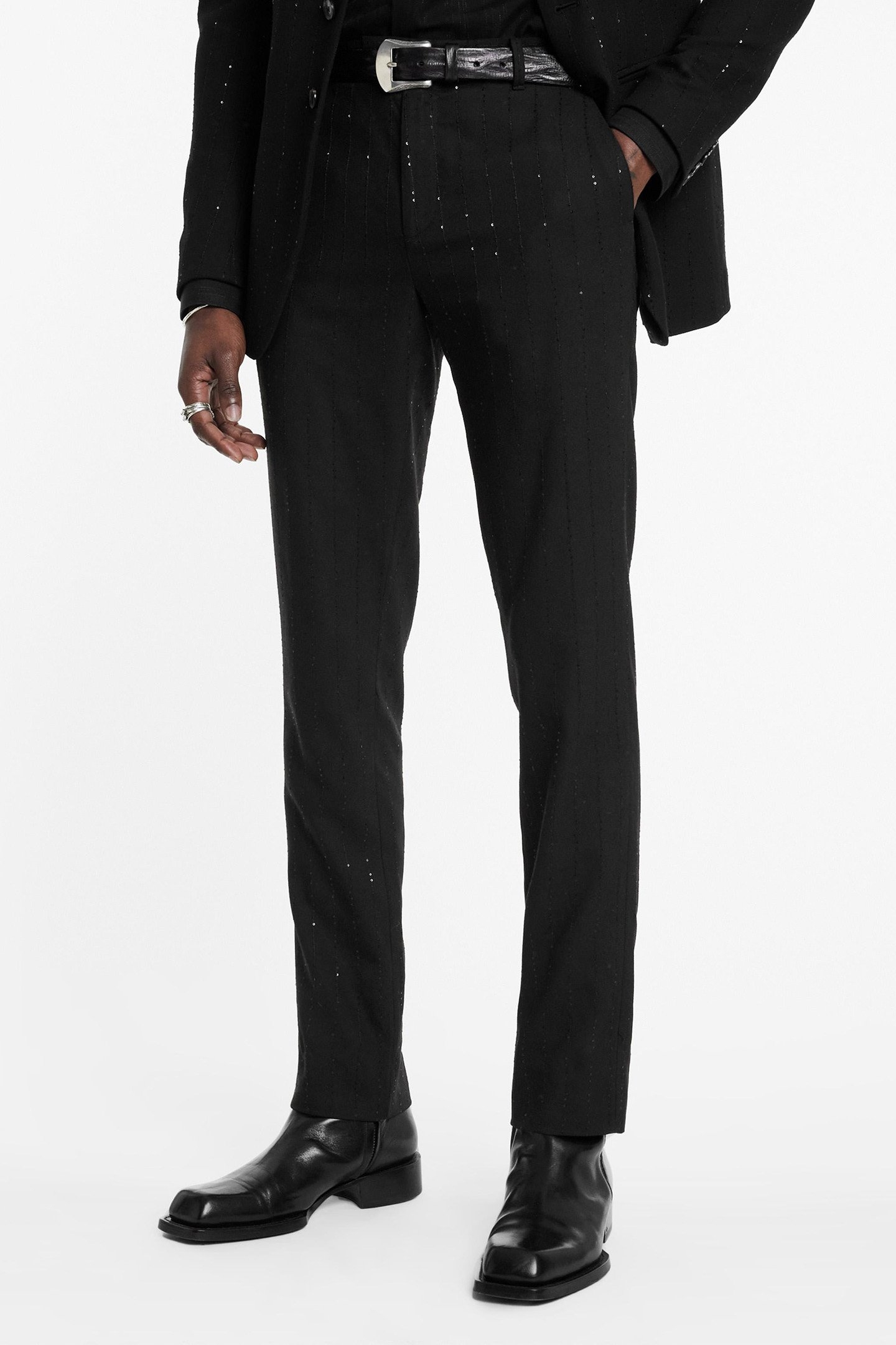 SLIM FIT PANTS WITH WELT HIP POCKET AND BLACK 1