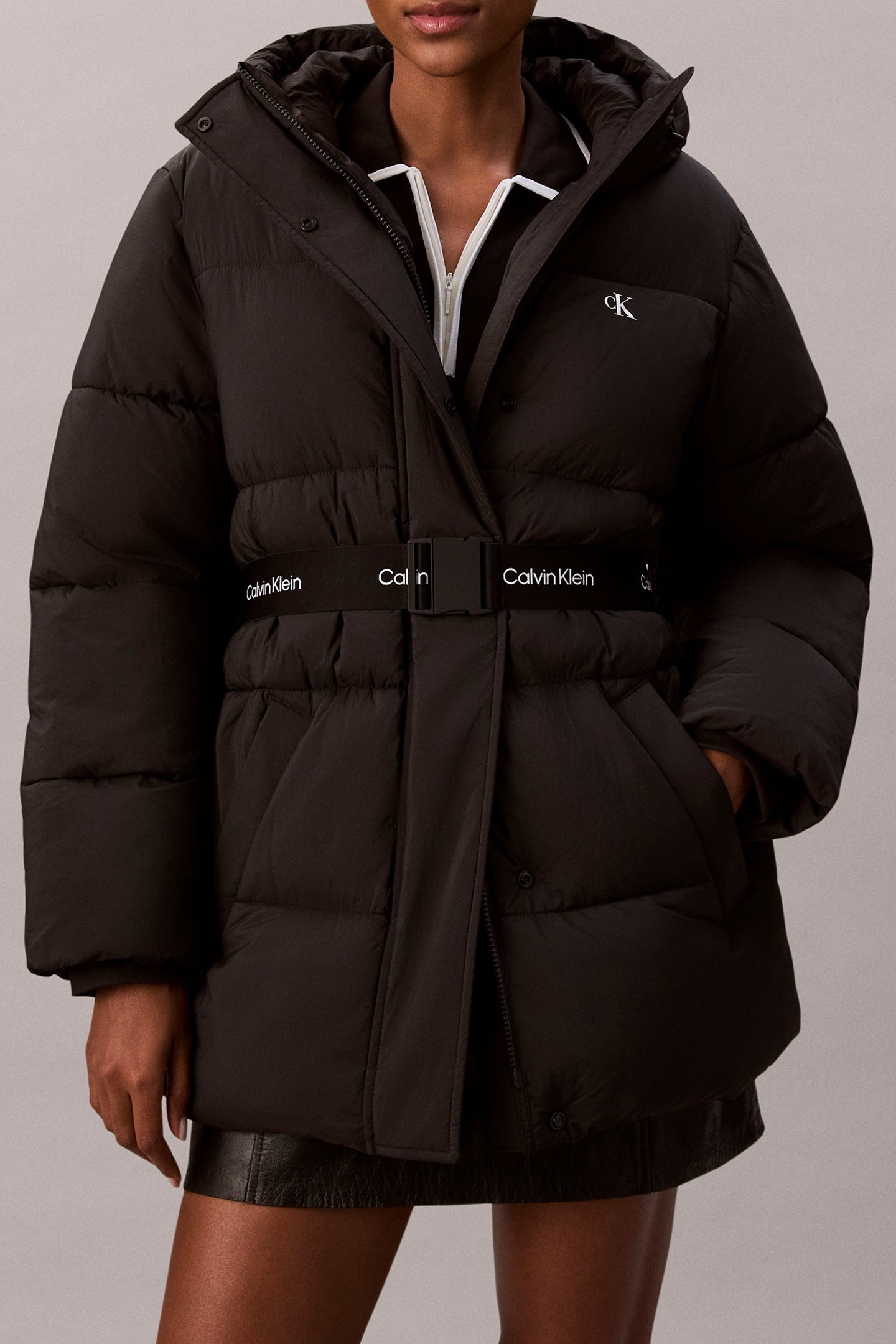 BELTED MIDWEIGHT PUFFER BLACK 1