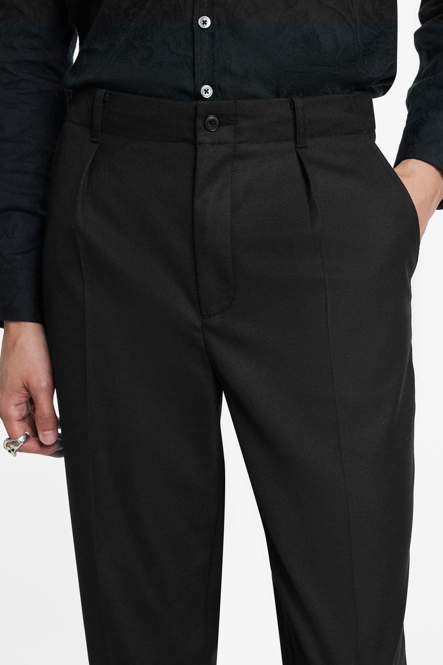 RELAX PANTS WITH WAIST BELTED PANTS (COP BLACK 3