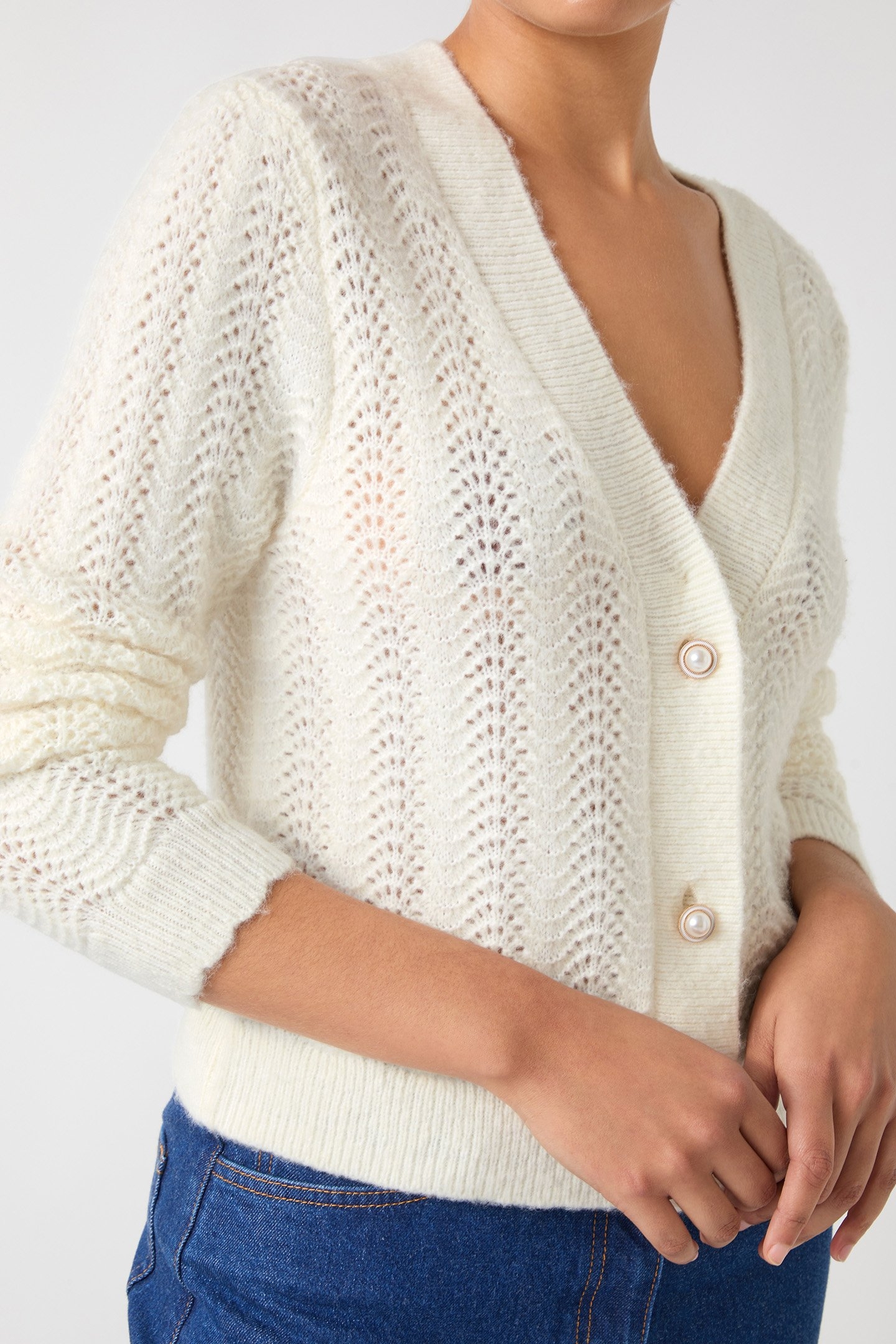 CD ELODIE CABLE CARDIGAN CREAM 5