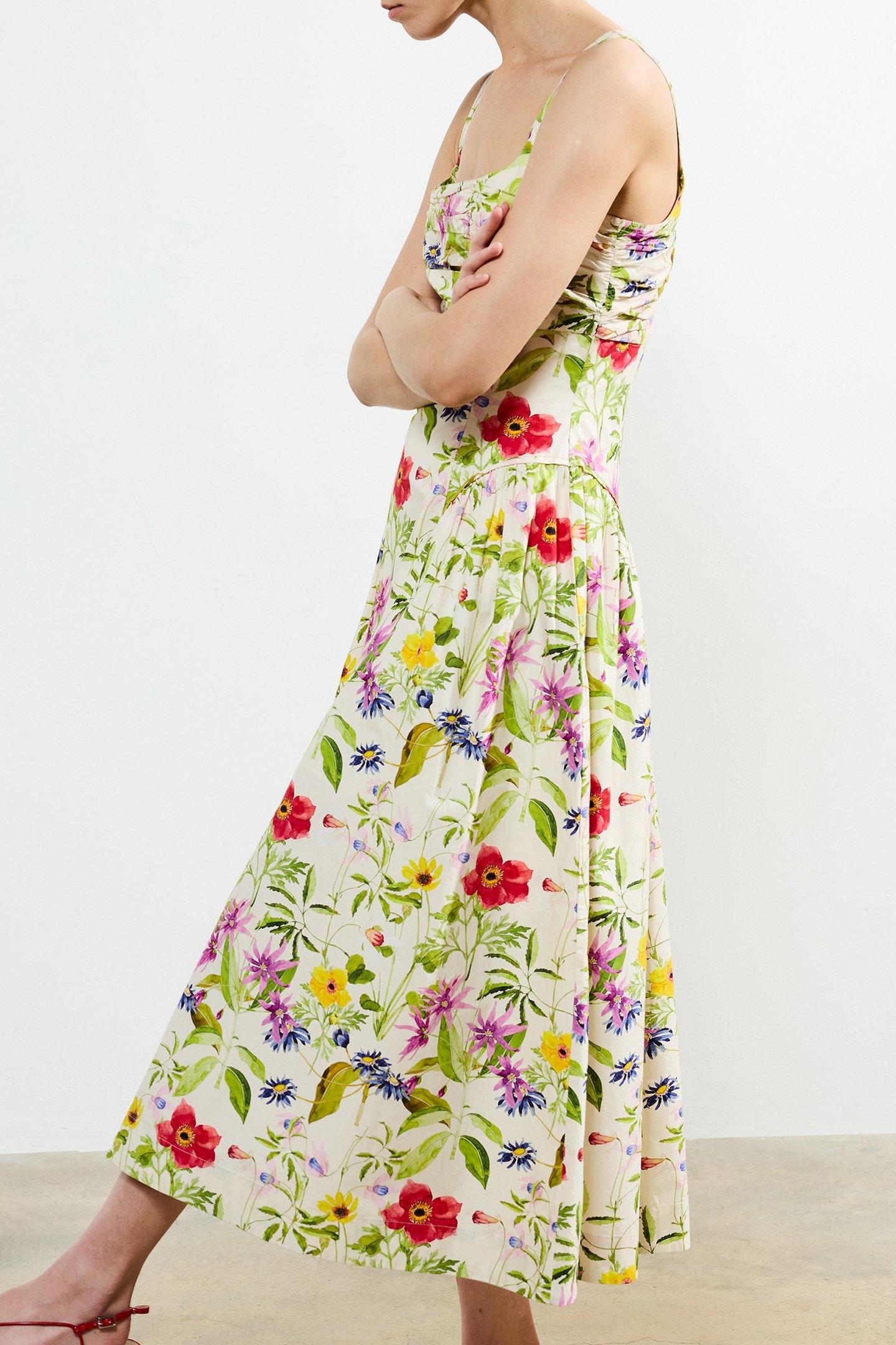 MONICA BARLETTA POPLIN MIDI DR WHITE MULTI 3