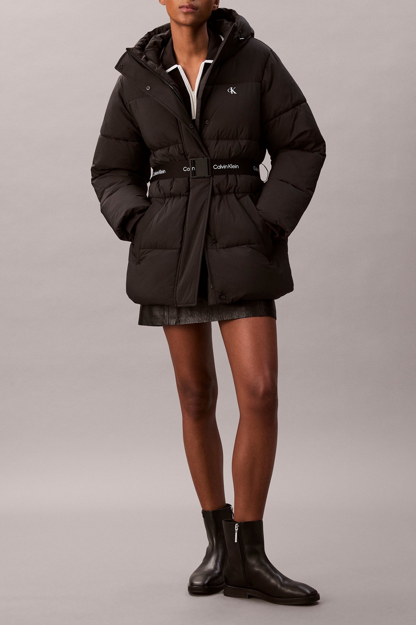 BELTED MIDWEIGHT PUFFER BLACK 2