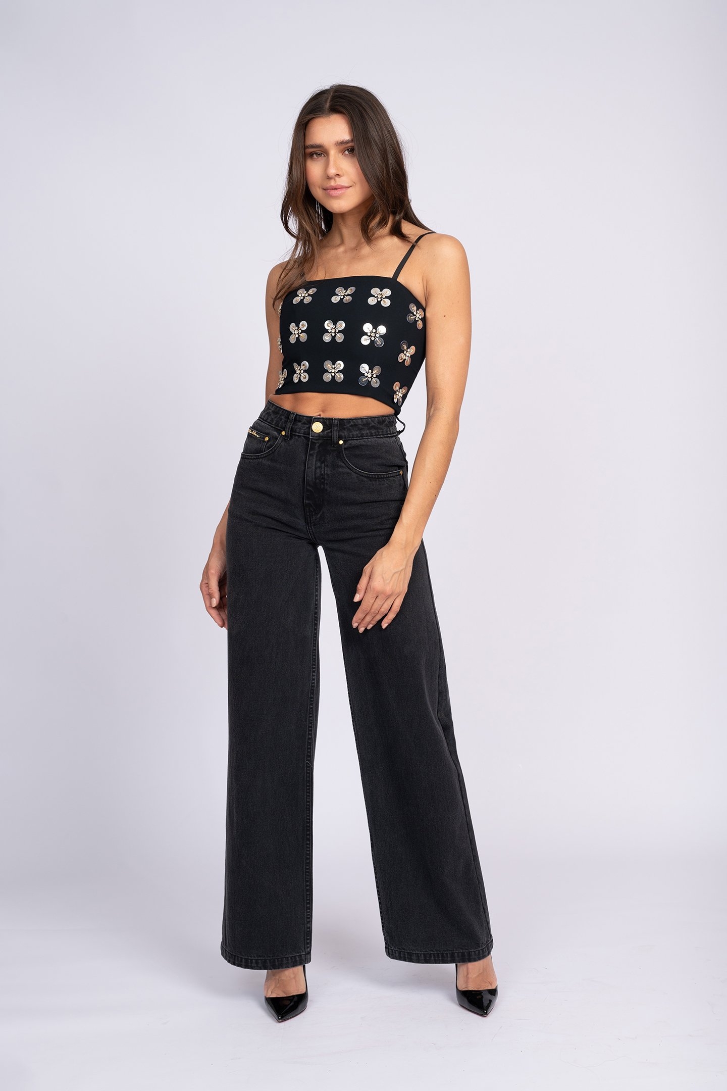 ERODE WIDE LEG JEANS BLACK 1