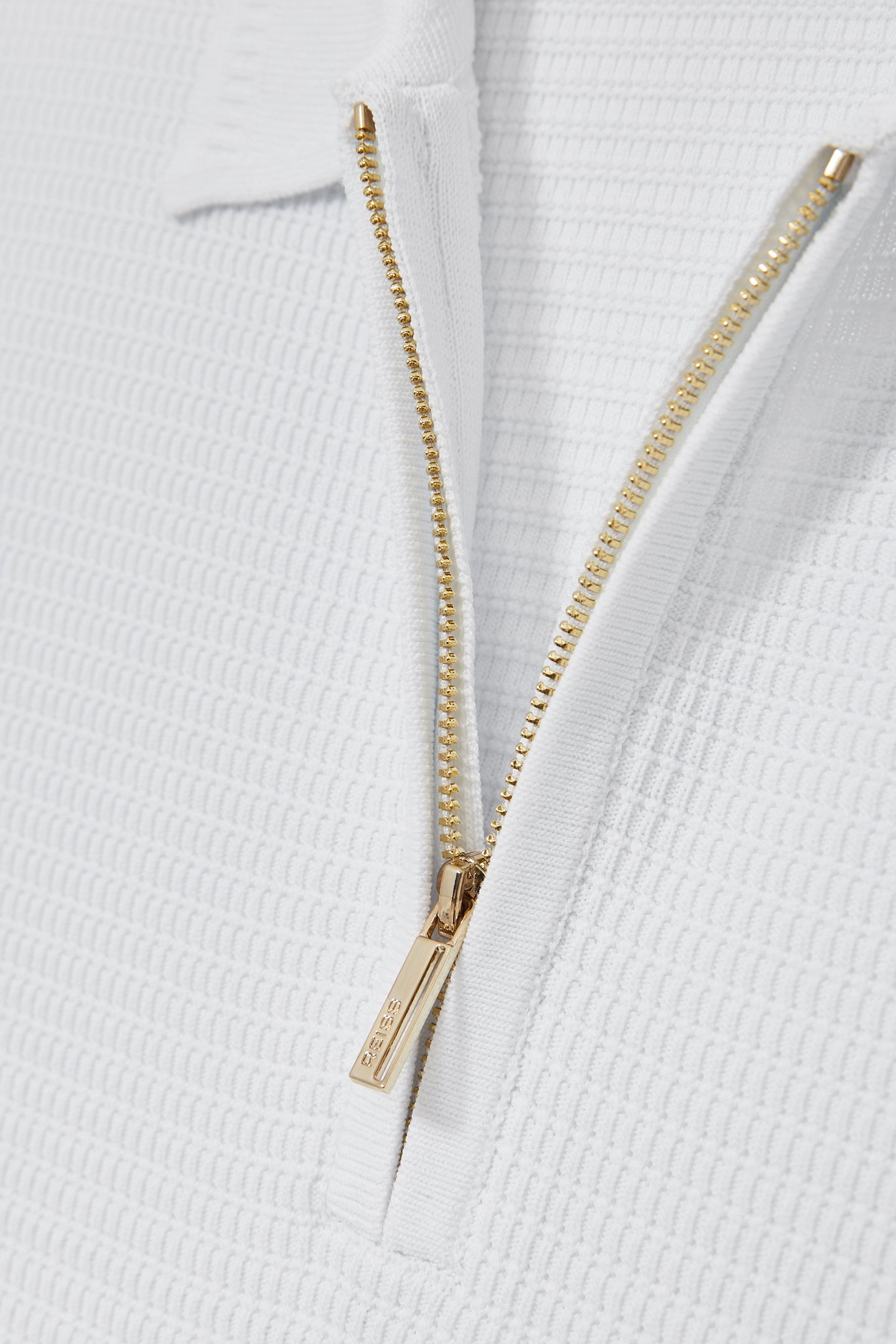 SS HALF ZIP TEXTURED POLO WHITE 5