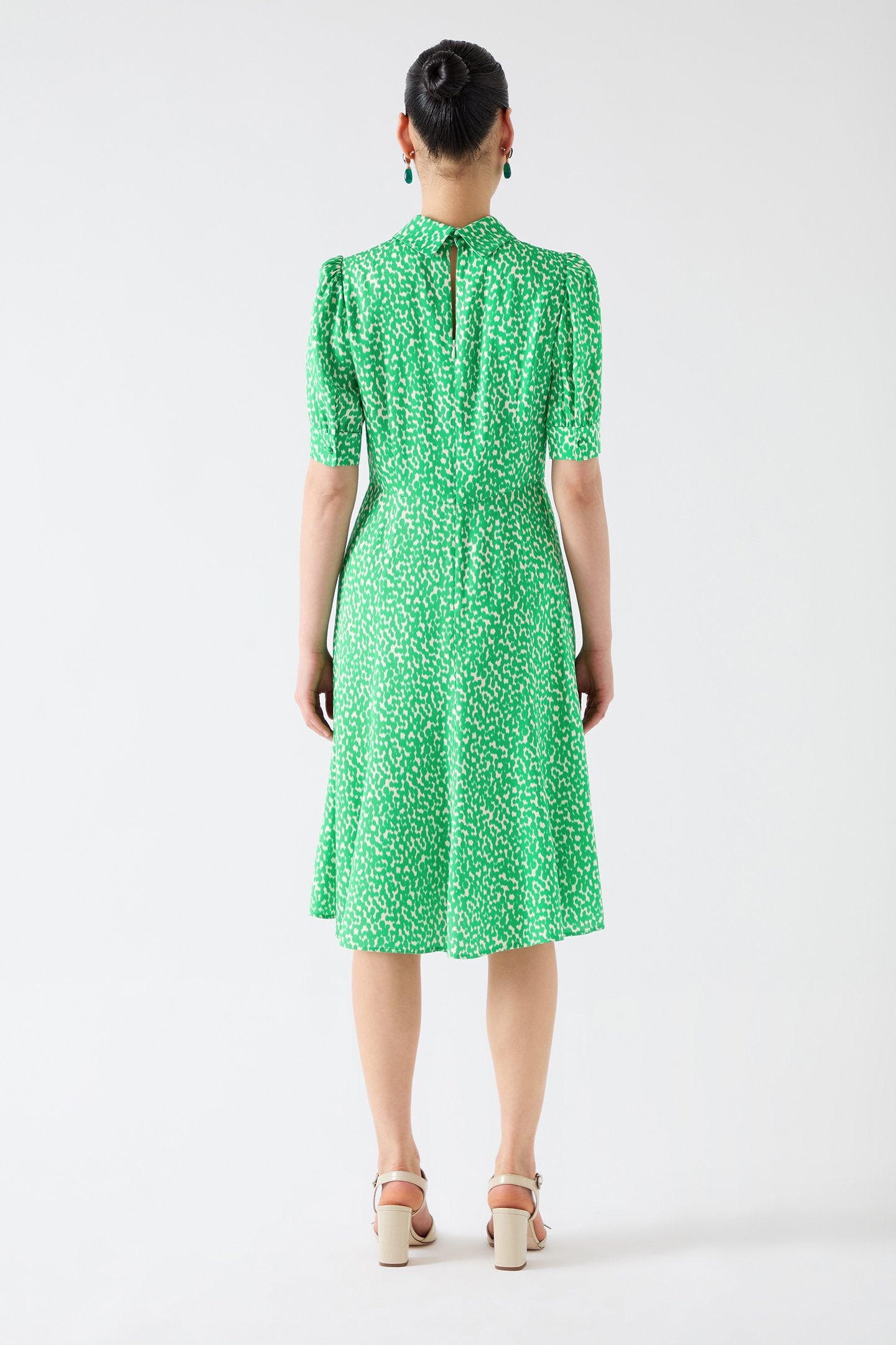 DR ESME FIT & FLARE DRESS GREEN/CREAM 2