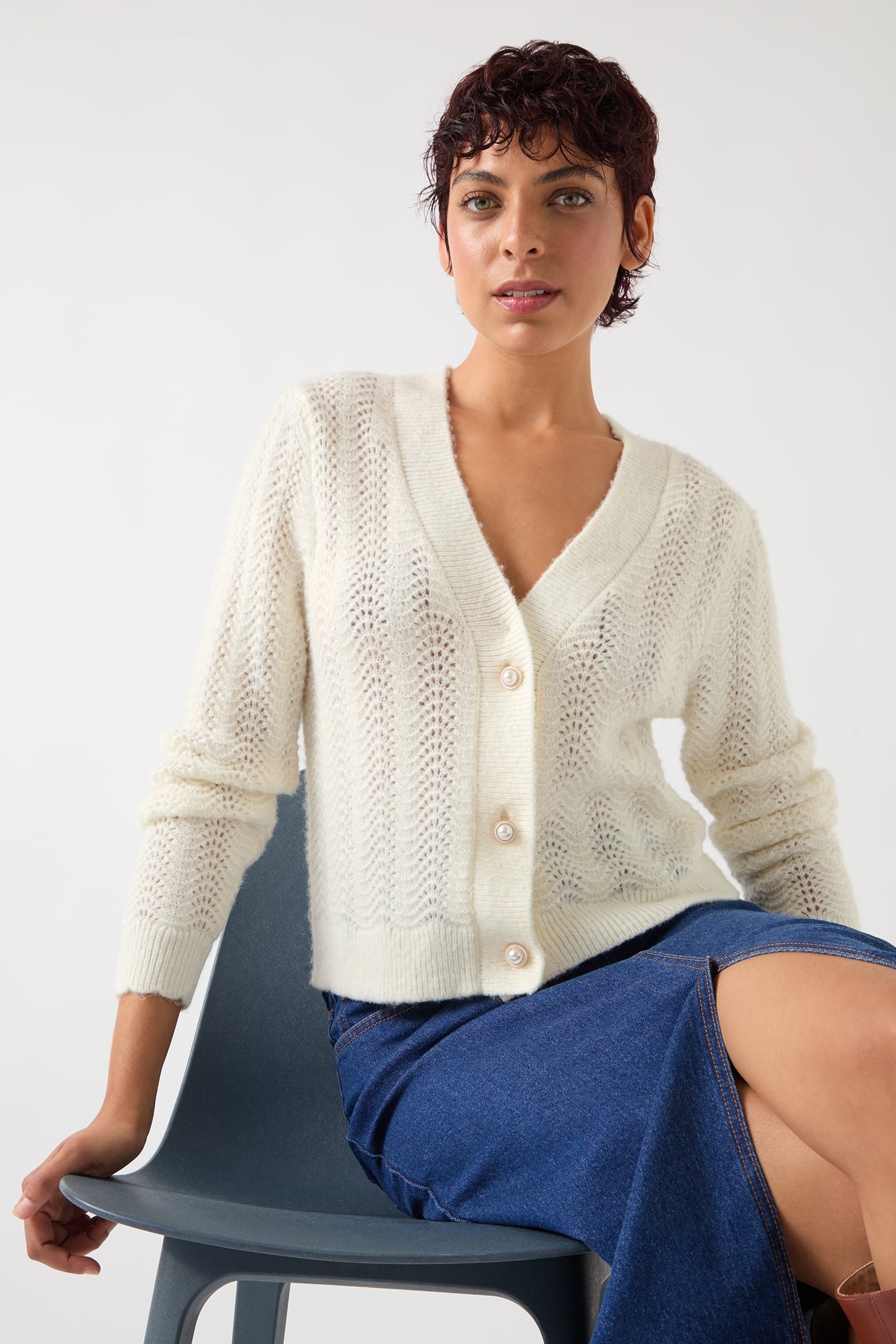 CD ELODIE CABLE CARDIGAN CREAM 2