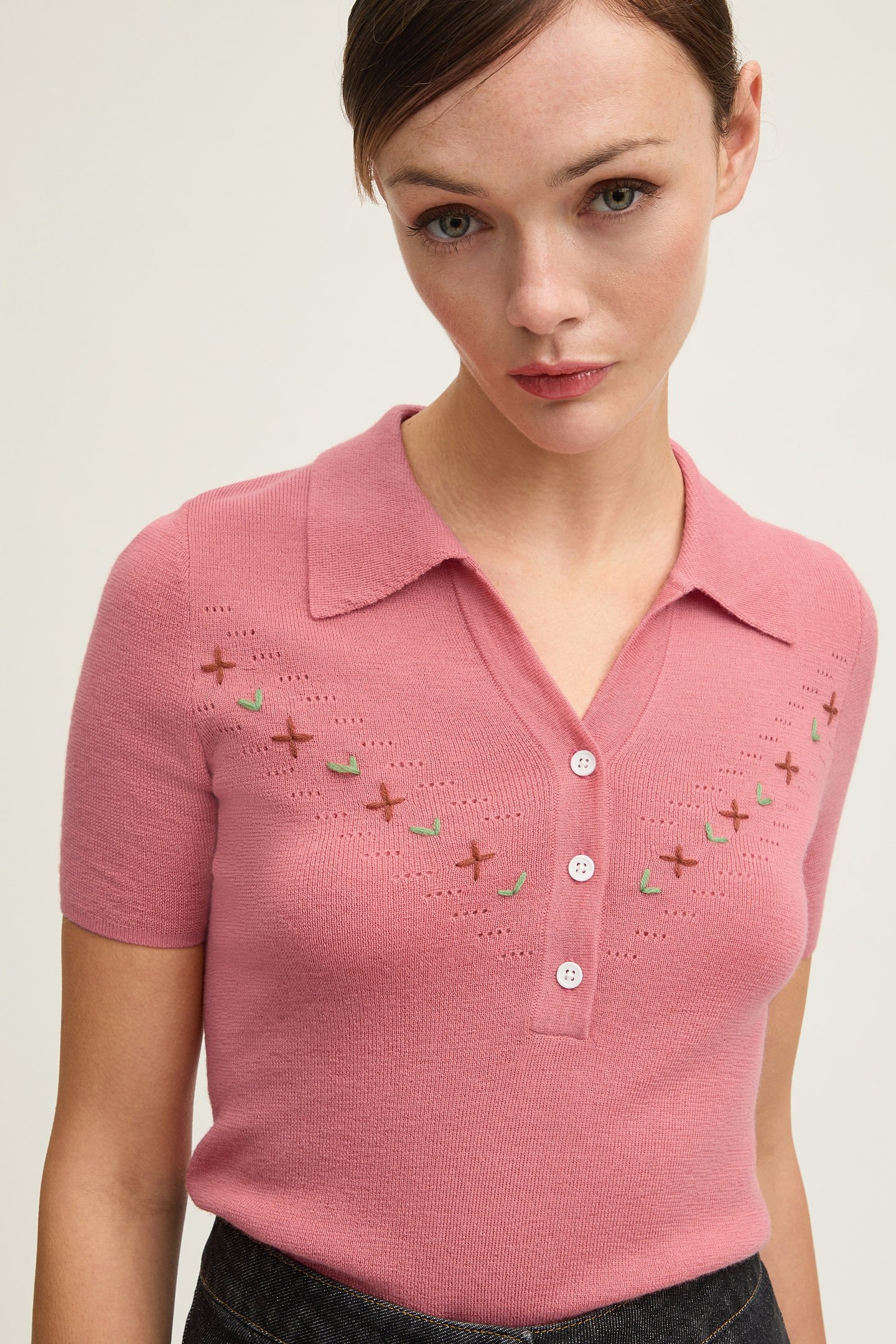 TK FIONA FLORAL KNIT TOP PINK 1