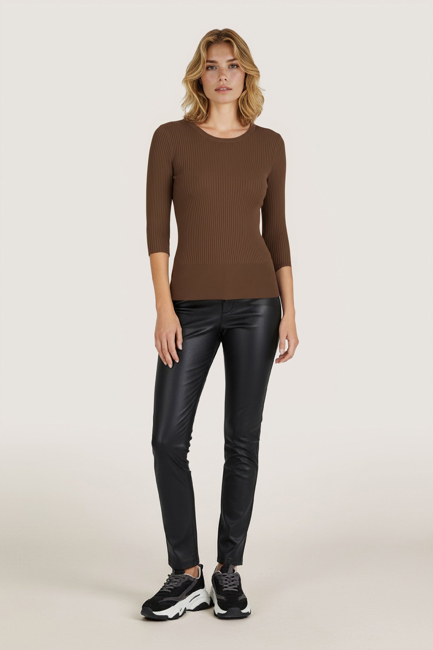 TOP KNITTED MIXED RIB ARMY GREEN 1