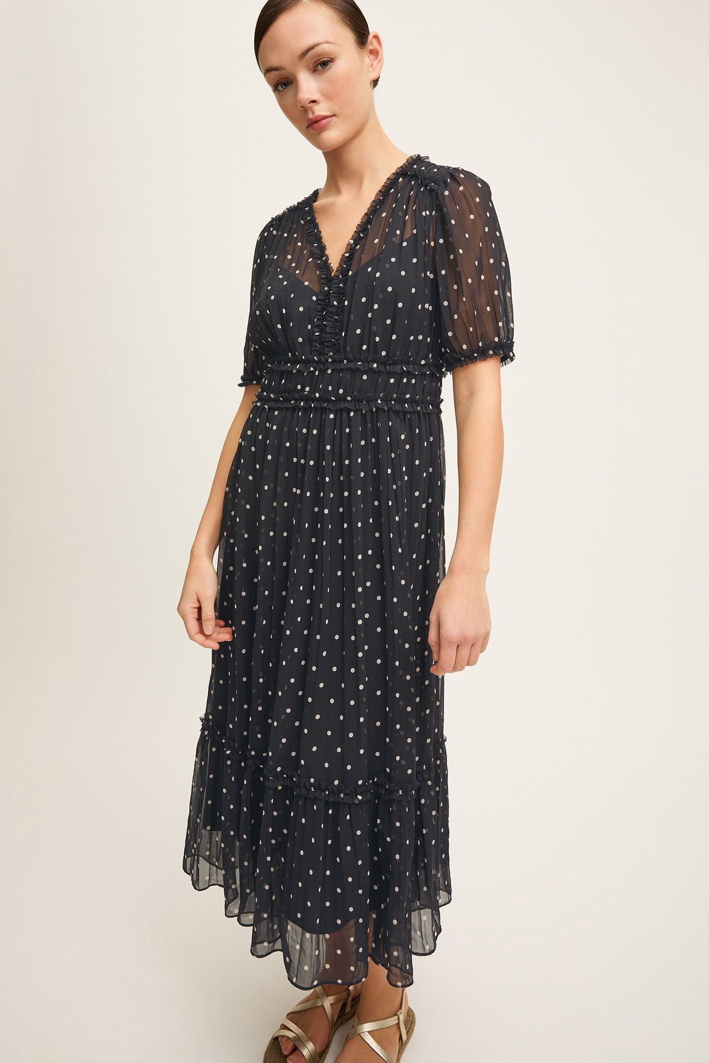 DR GIGI POLKADOT DRESS BLACK 1