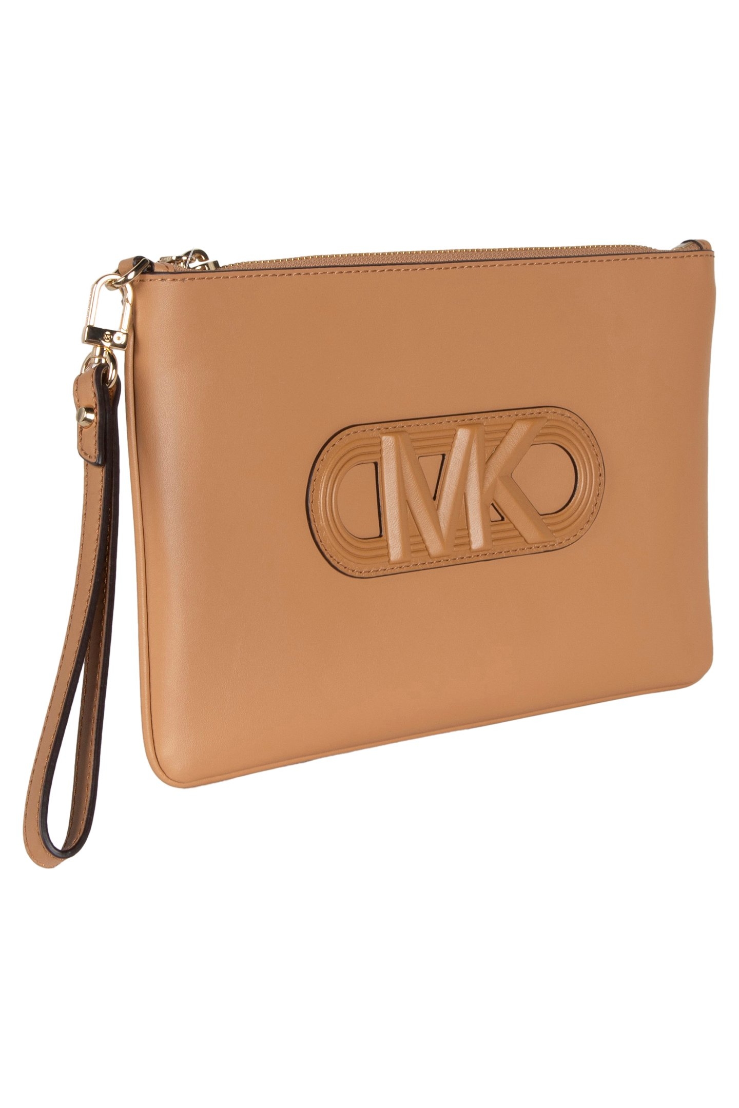 LEATHER TOP ZIP WRISTLET IN BEIGE 4