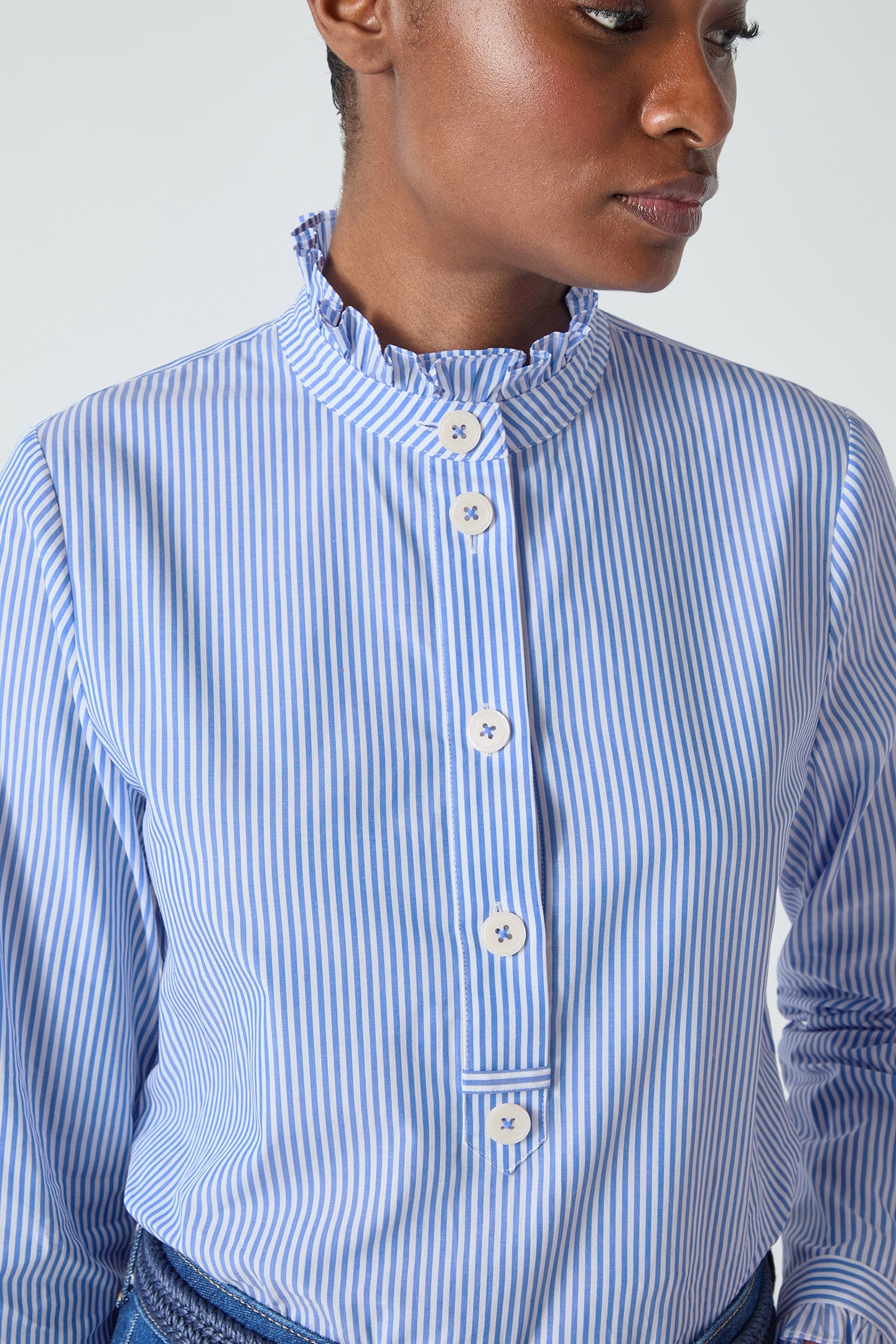 TW EMILE POPLIN SHIRT BLUE/CREAM 5