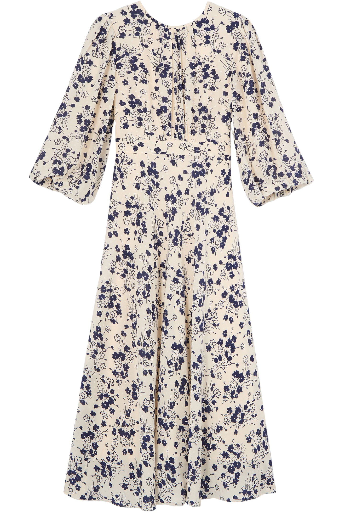 DR LOIS FULL SLEEVE DRESS CREAM/BLUE 4