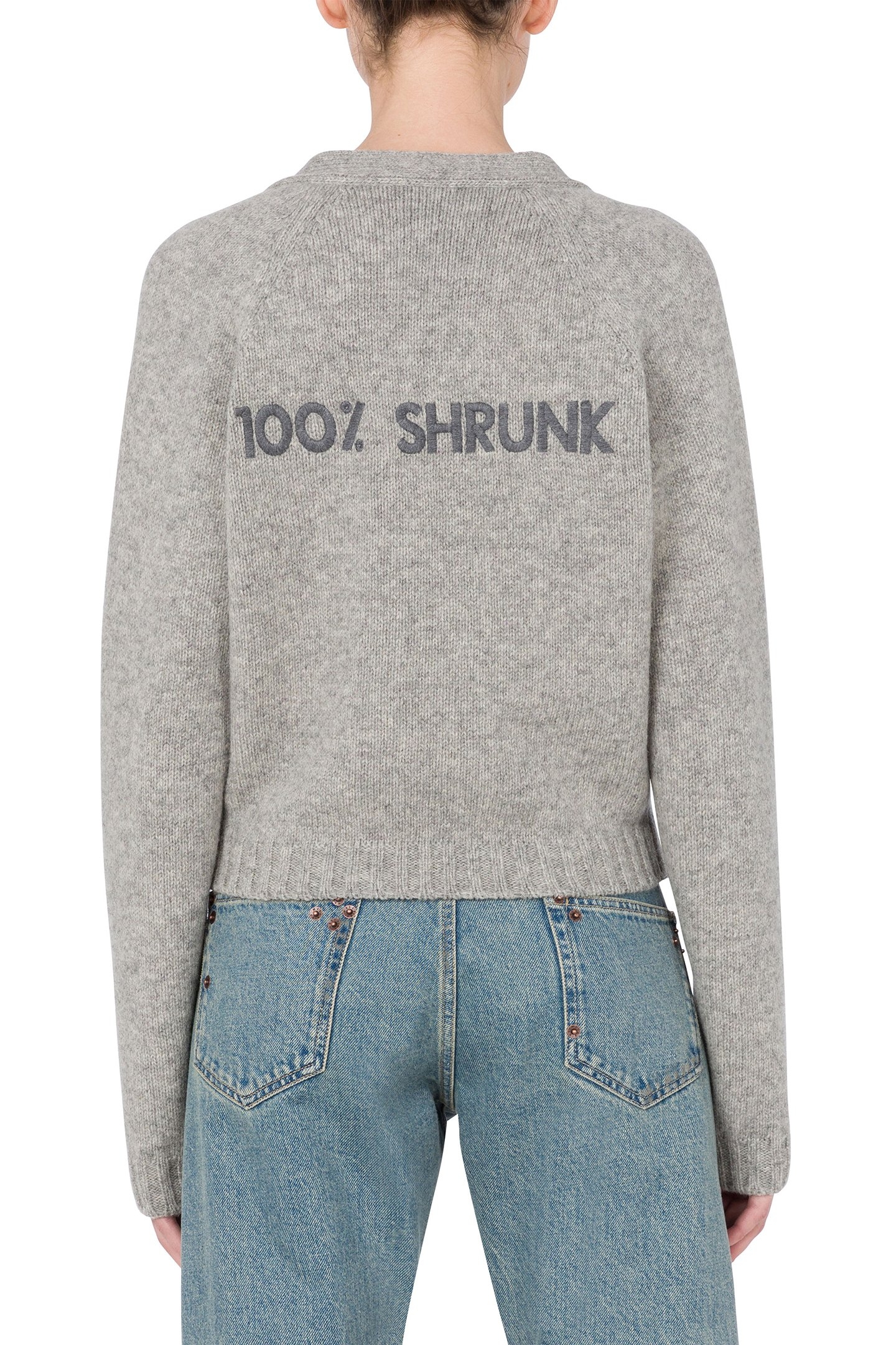 100% SHRUNK CARDIGAN GREY 2