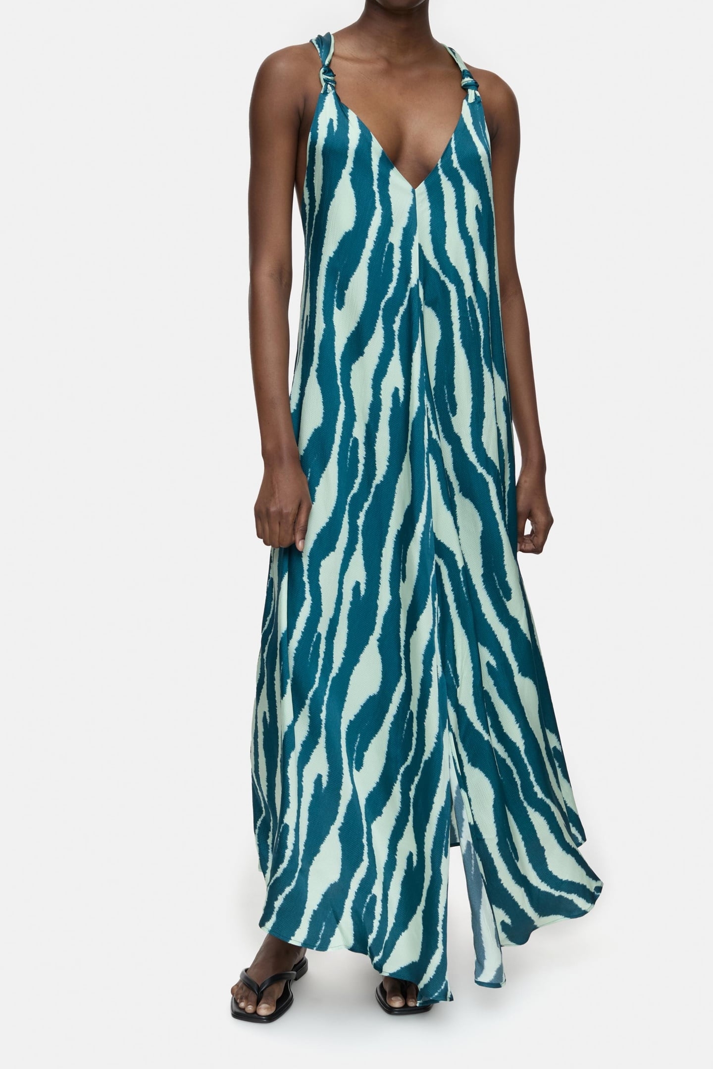 MAXI DRESS KNOTTED STRAPS DRESSES MIDNIGHT LAKE 1