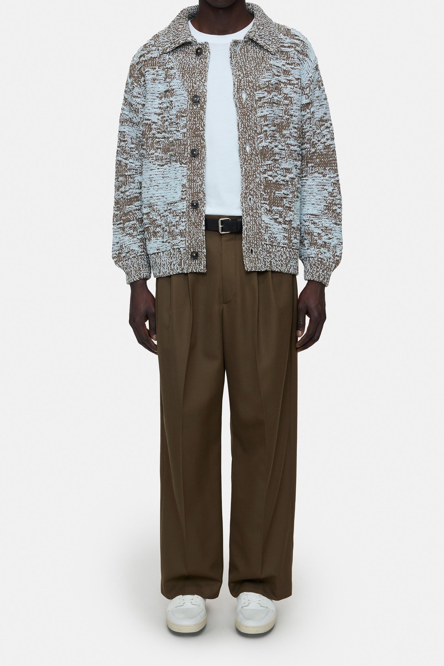 JACQUARD CARDIGAN KNITS TEAK WOOD 1