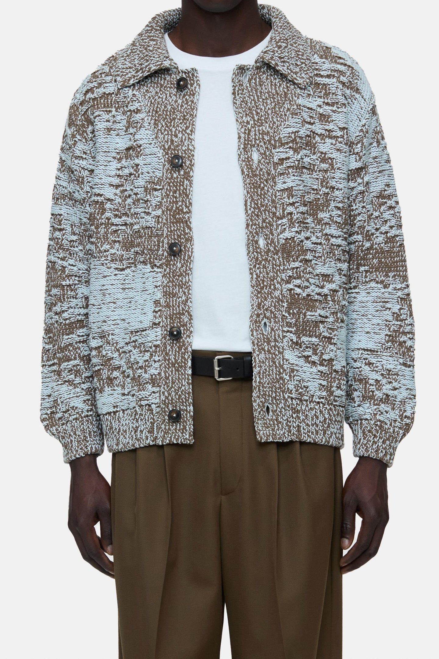 JACQUARD CARDIGAN KNITS TEAK WOOD 2