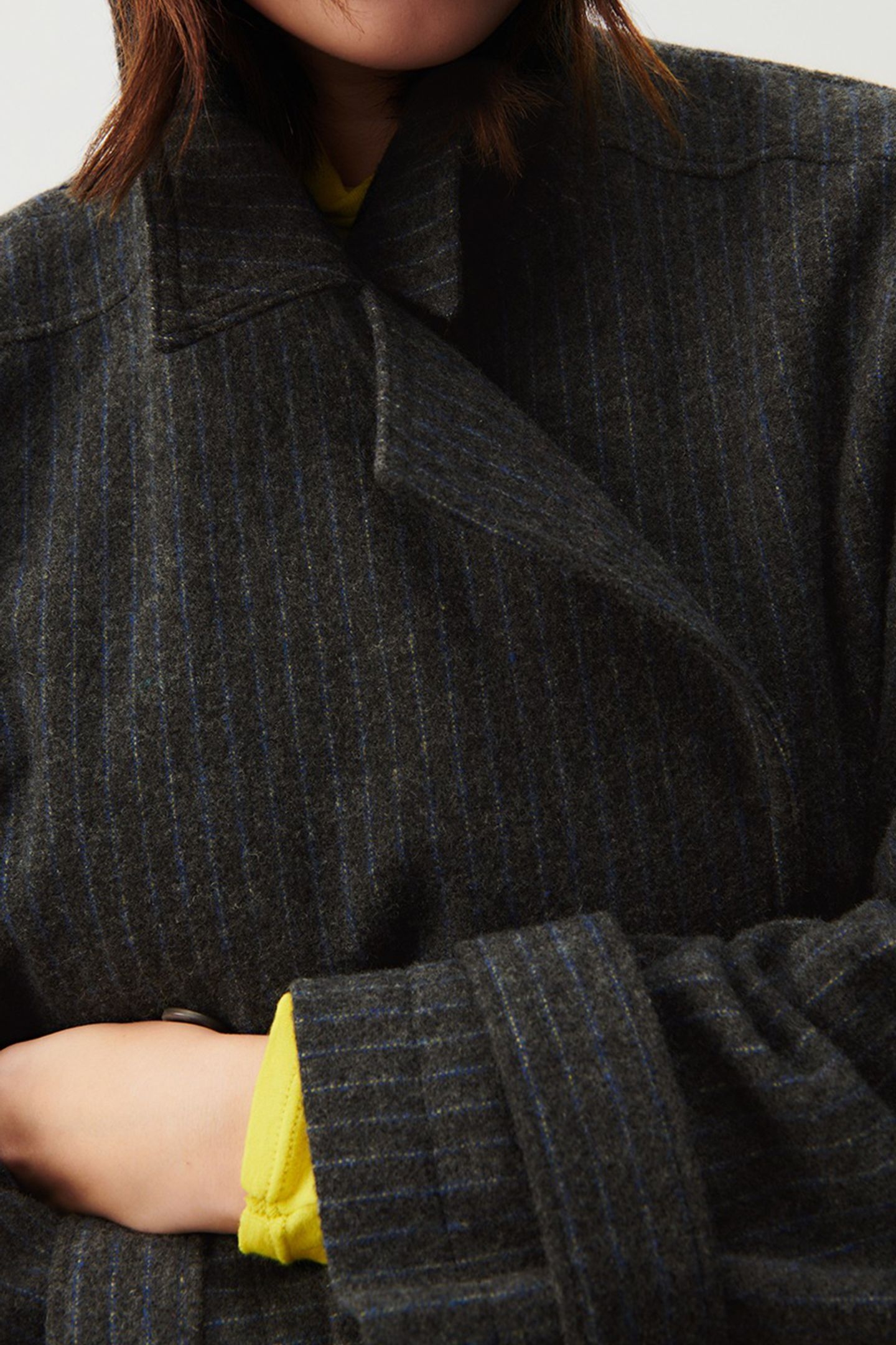 WOOL COAT GREY AND BLUE STRIPES 4