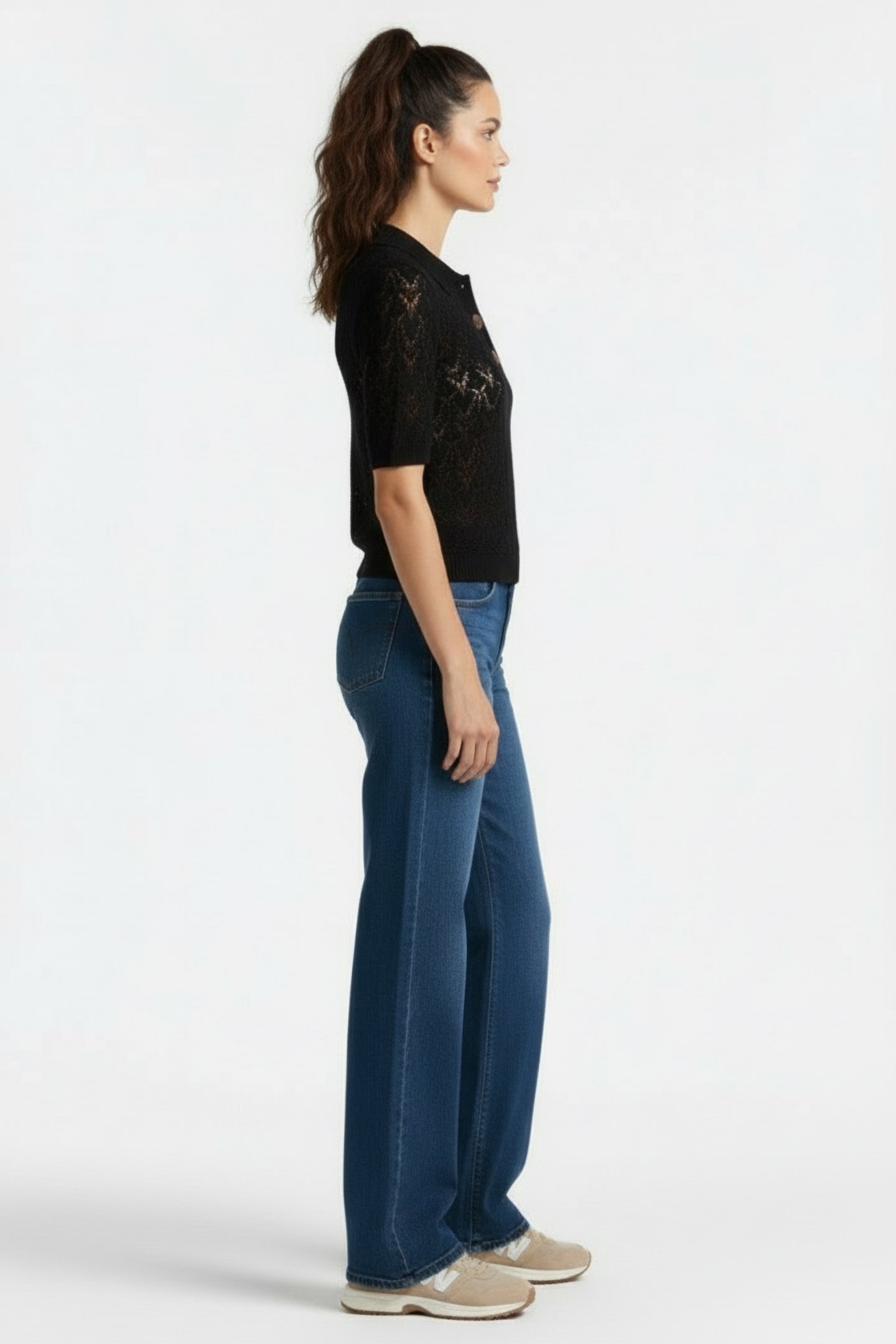 CROCHET KNIT POLO BLACK 3