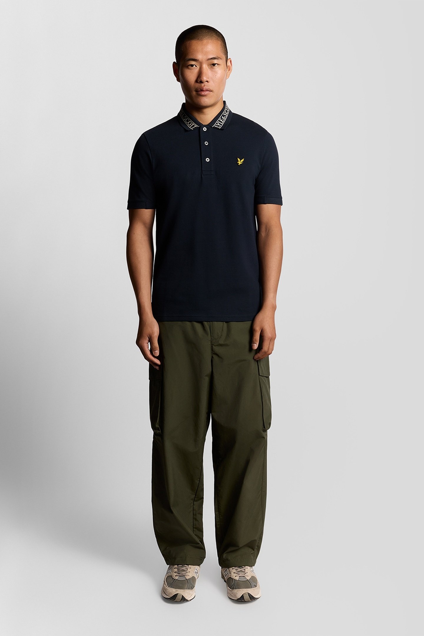 LOGO RIBBED POLO SHIRT DARK NAVY/BONE WHITE 1