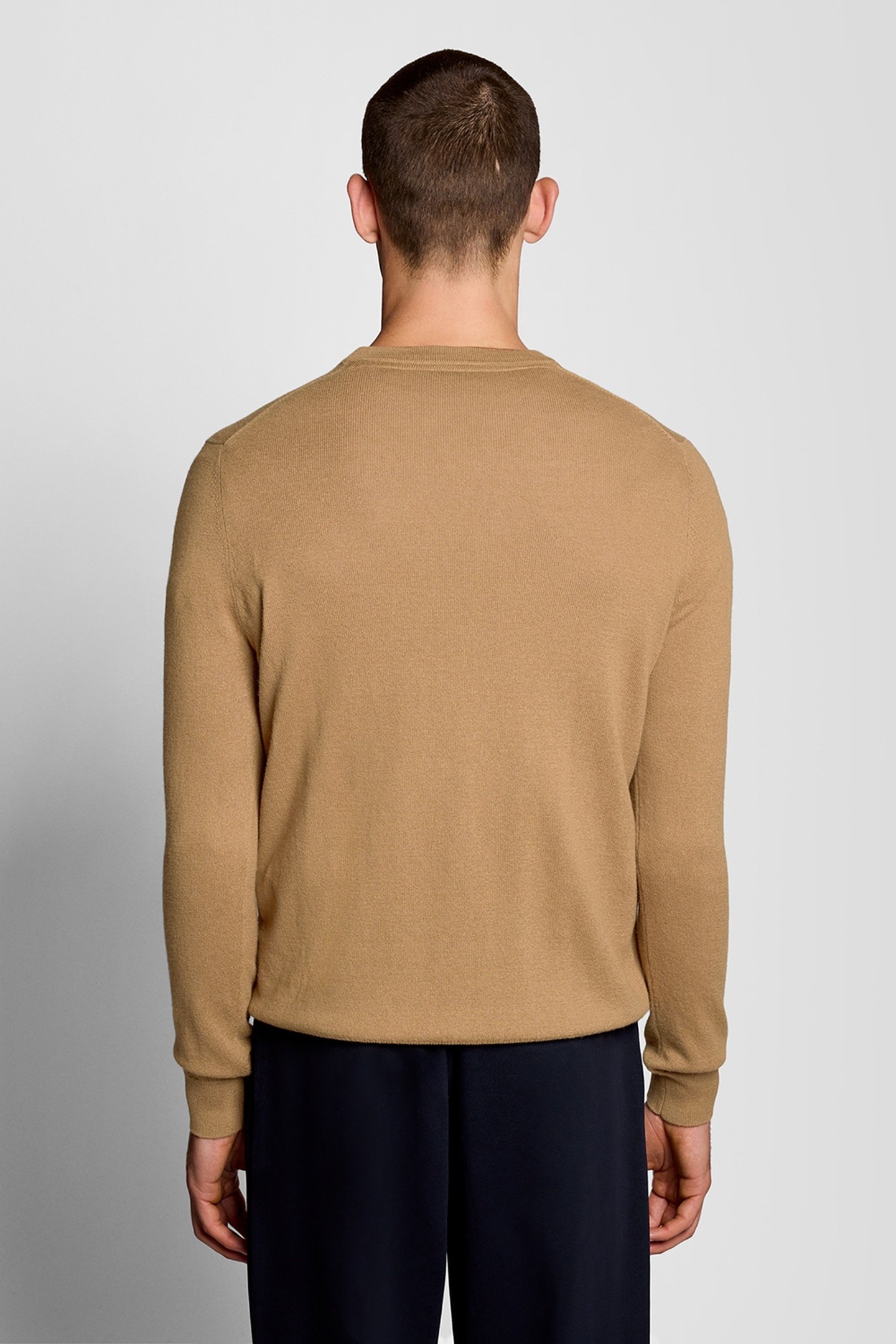 COTTON MERINO CREW NECK JUMPER TIGERS EYE 3