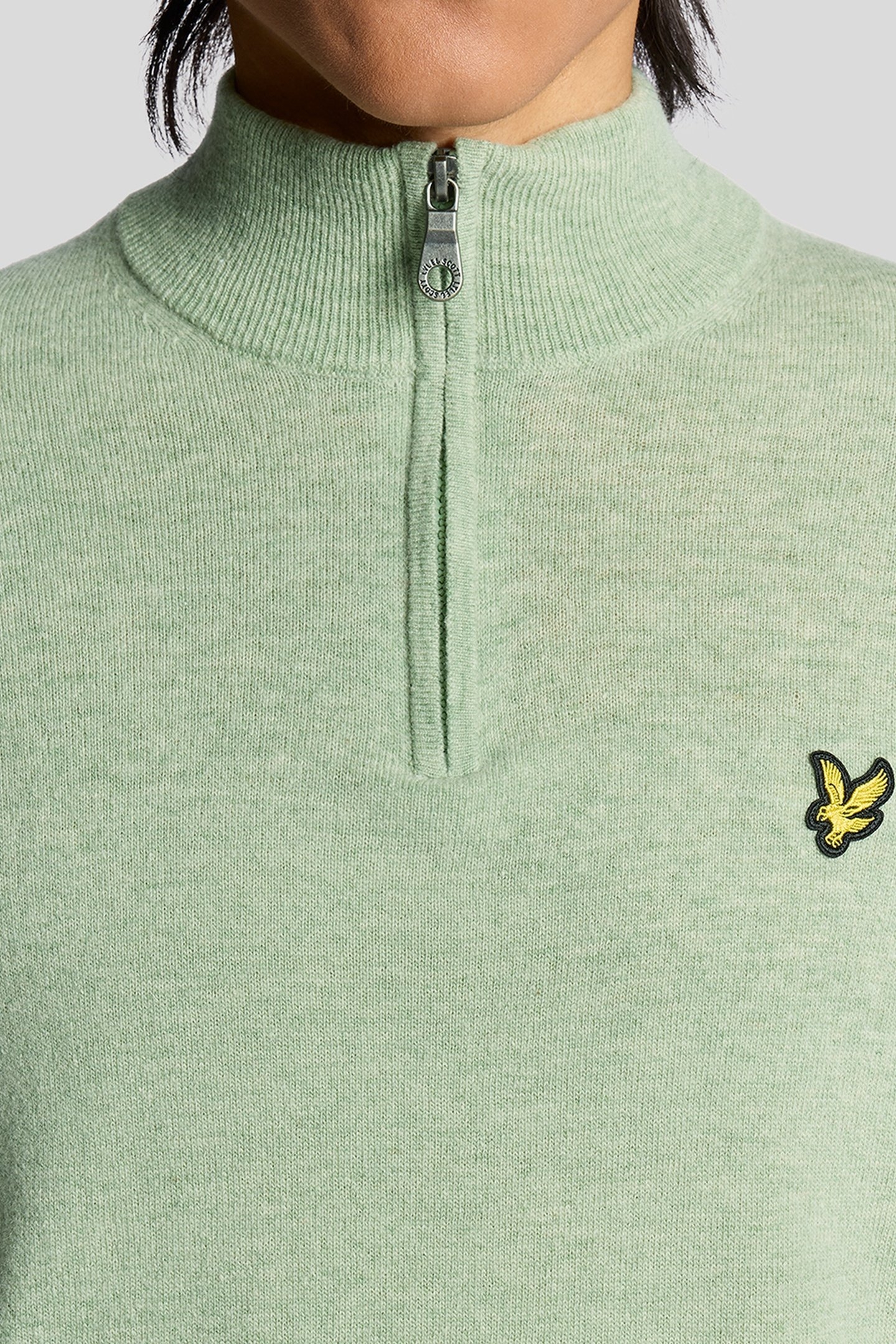 LAMBSWOOL BLEND QUARTER ZIP JUMPER COLD MINT MARL 6