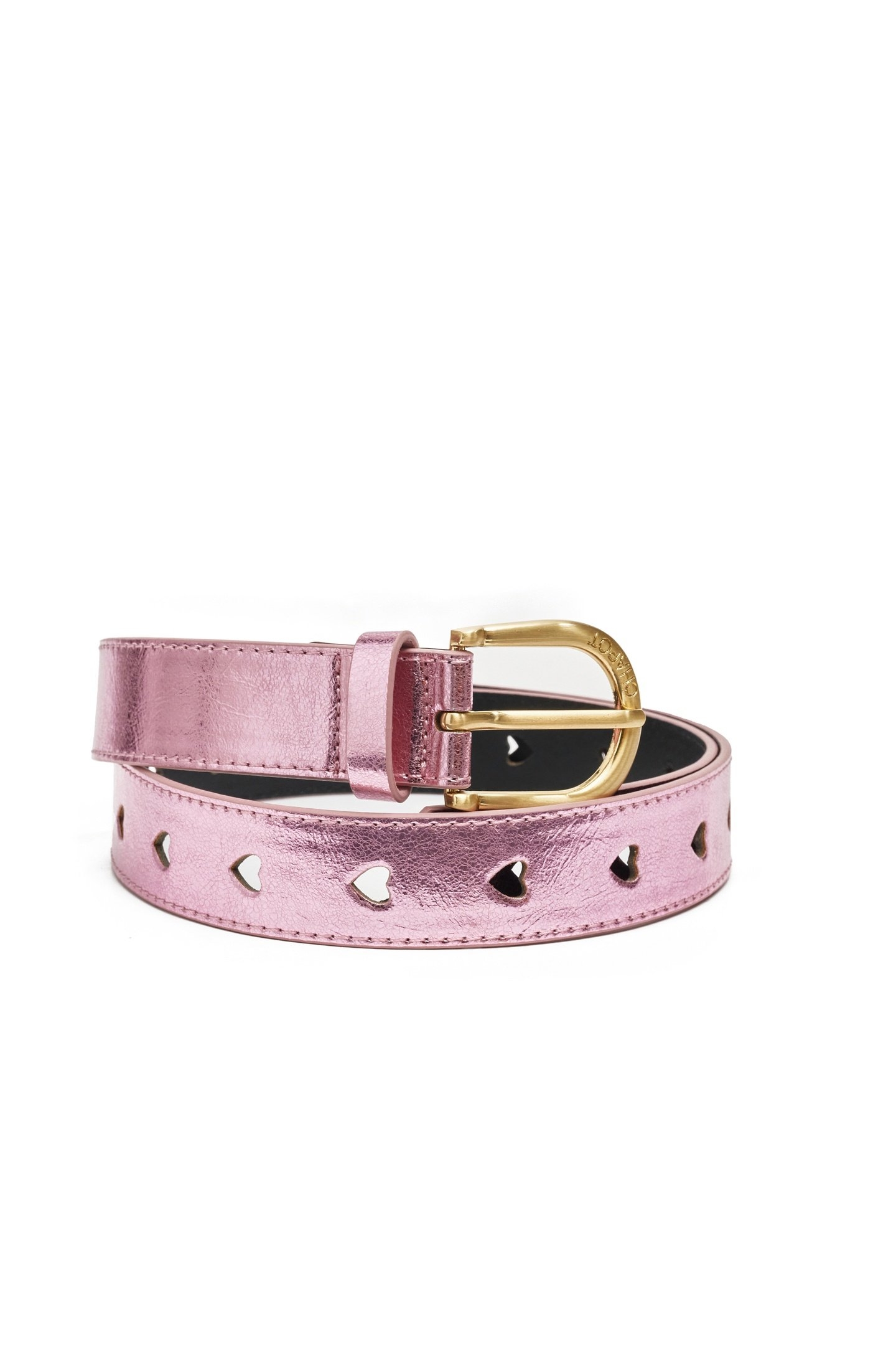 CUT IT OUT HEART BELT LIGHT PINK METALLIC 1