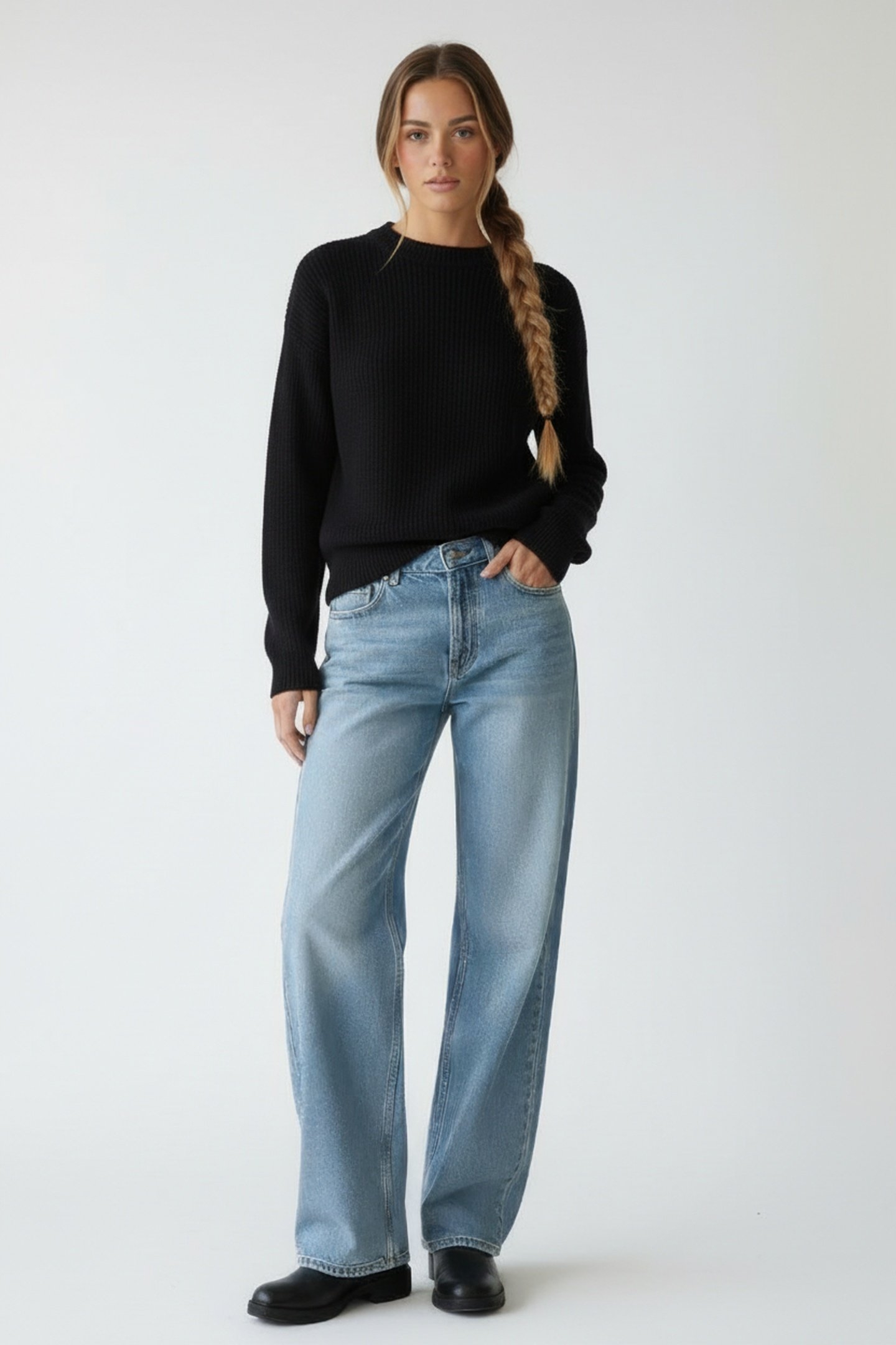 SLIM CREWNECK KNITS BLACK 1