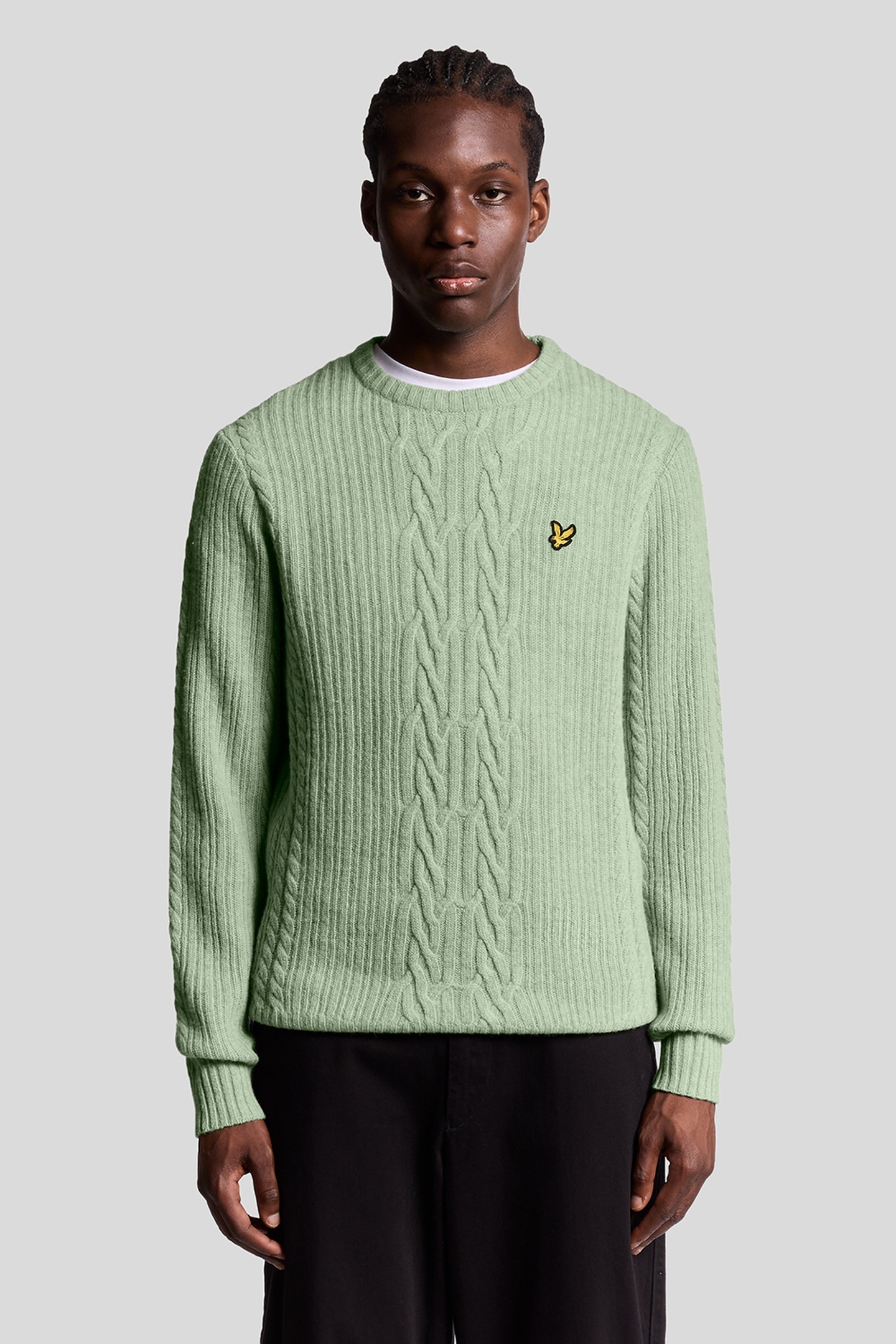 RIBBED CABLE KNIT JUMPER COLD MINT MARL 2