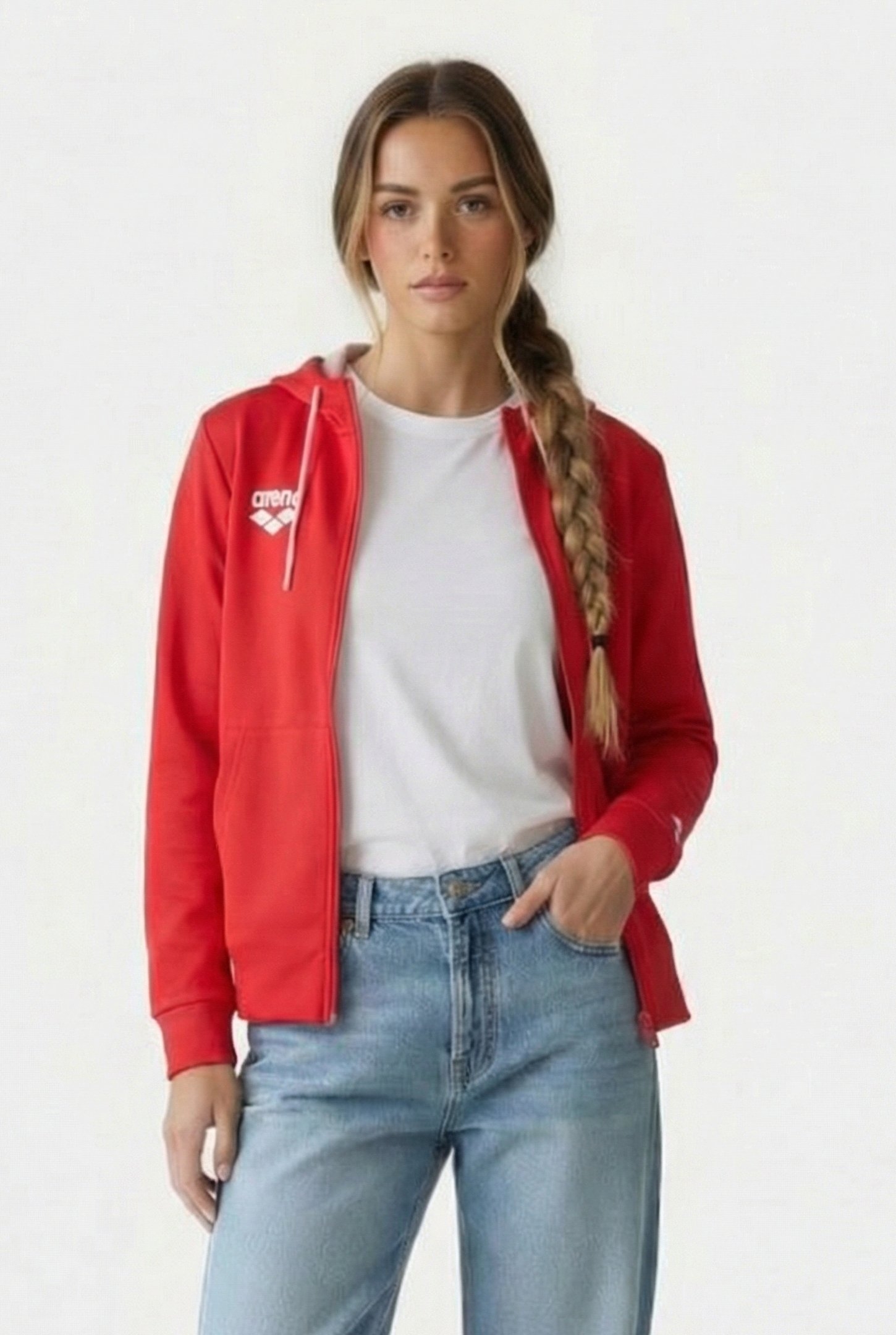 WOMAN HOODIE FULL ZIP A-AFW817S23 POPPY RED 17 1664 TPG 1